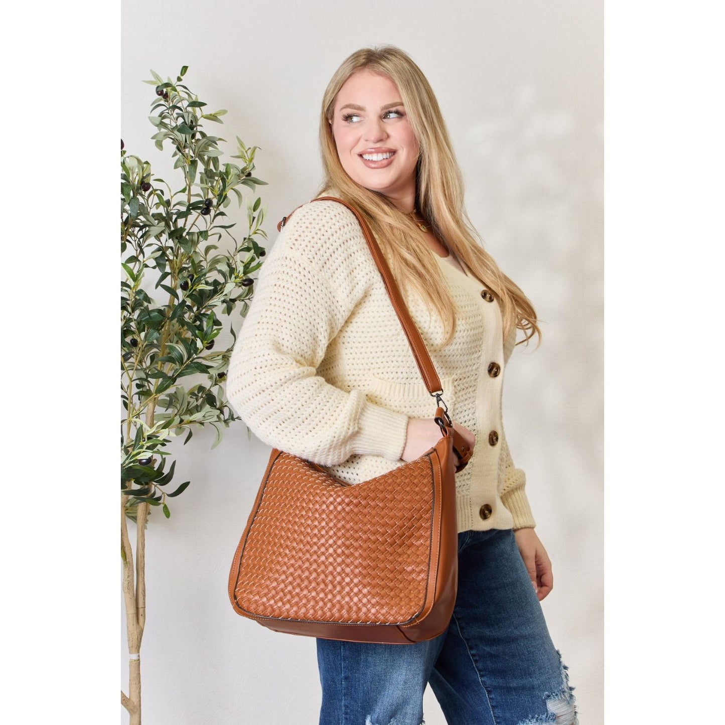 SHOMICO Weaved Vegan Leather Handbag