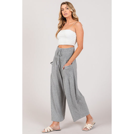 SAGE + FIG Drawstring Smocked High Waist Pants