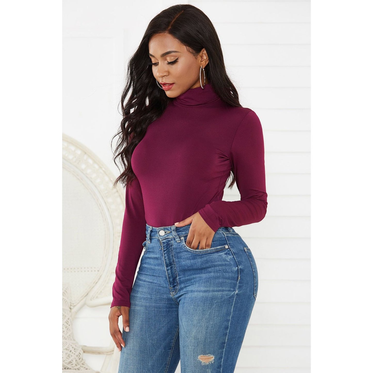 Turtleneck Long Sleeve Bodysuit