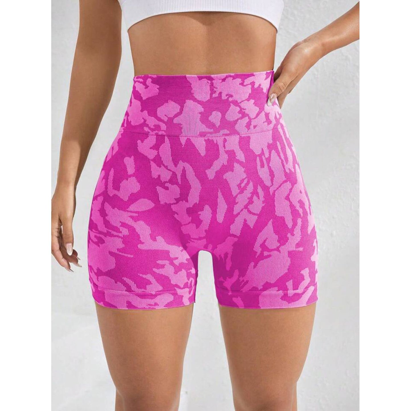 Printed High Waist Active Shorts