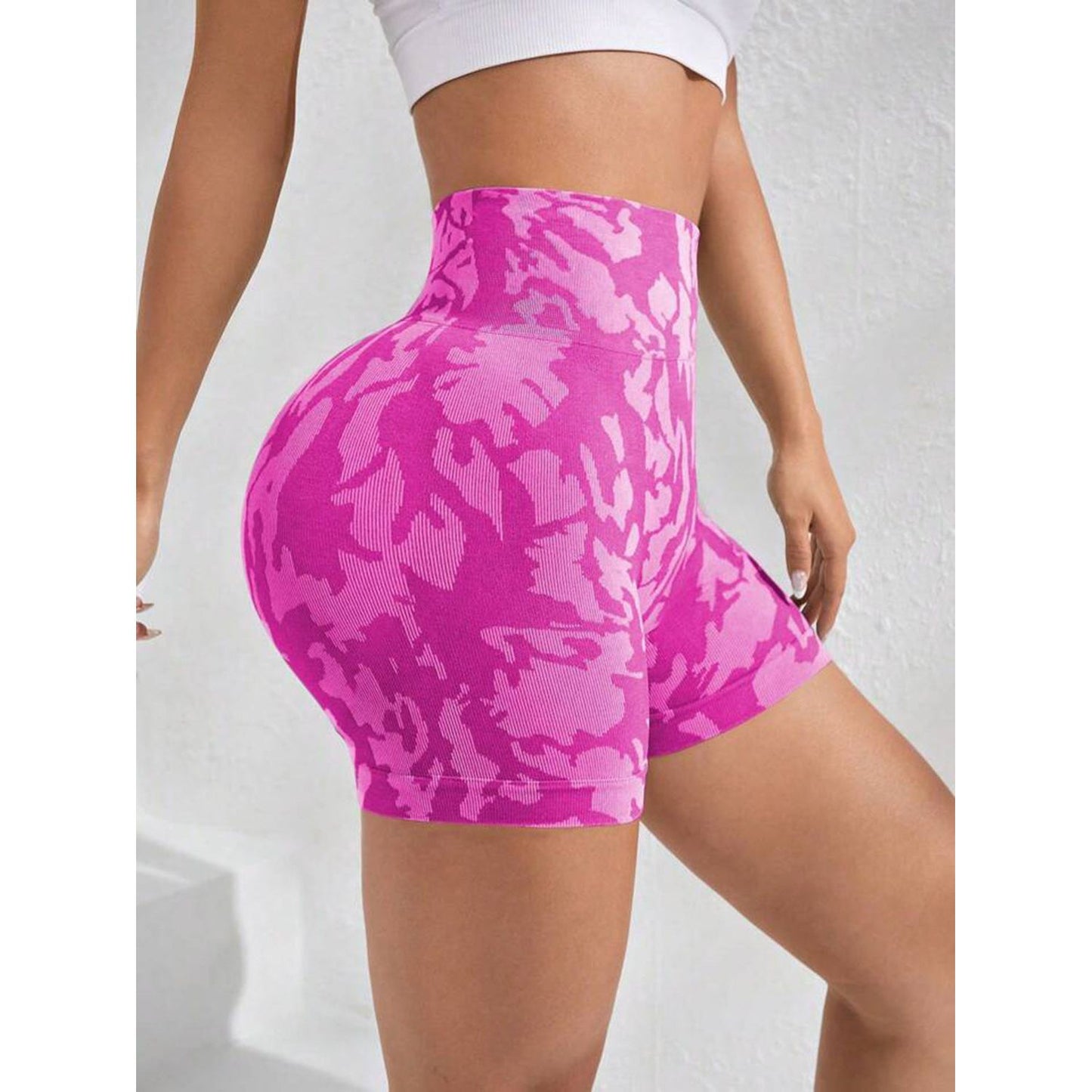 Printed High Waist Active Shorts