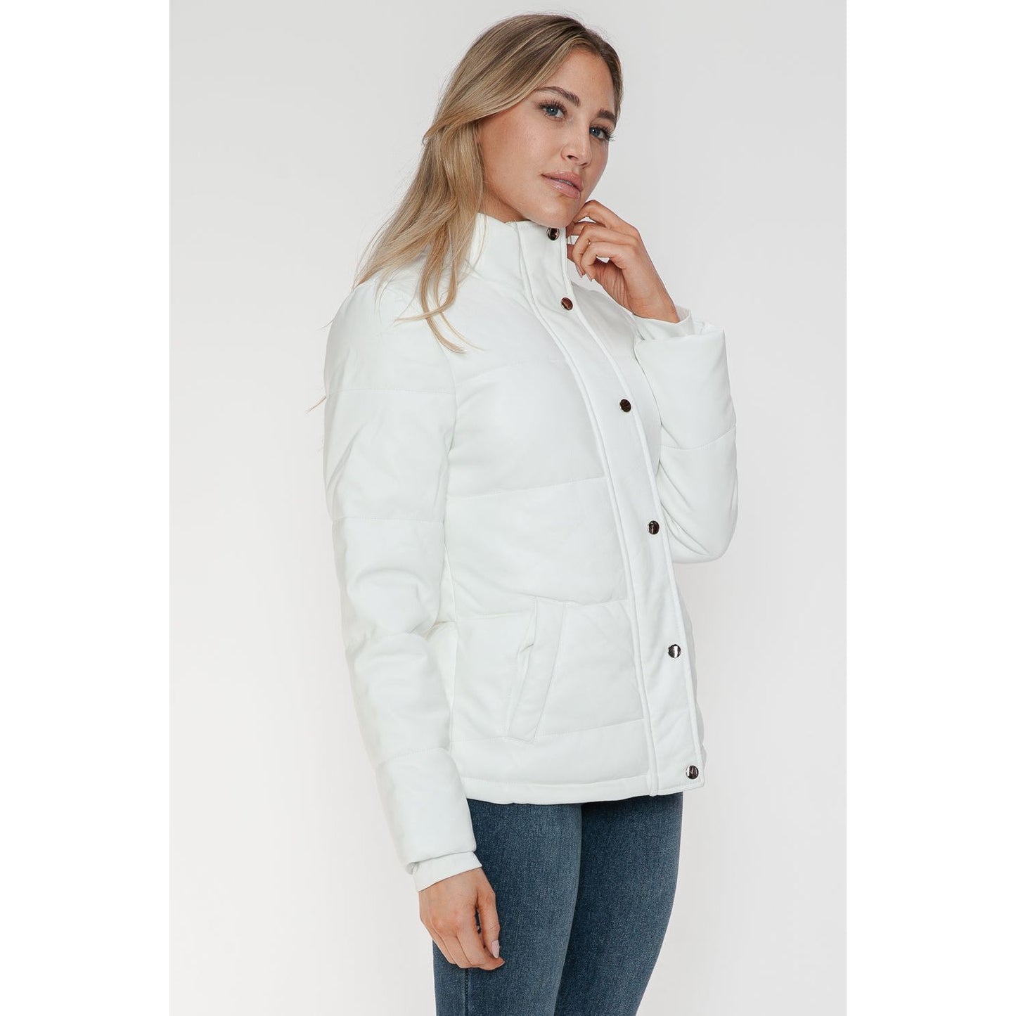 YMI Pocketed Zip Up Turtleneck Puffer Jacket