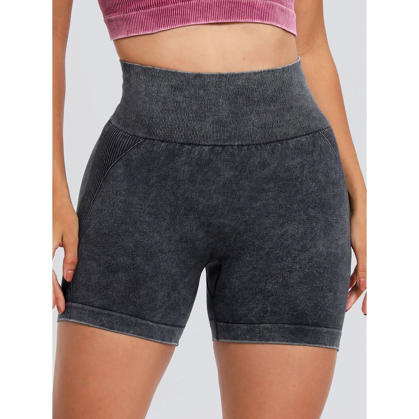 Washed High Waist Active Shorts