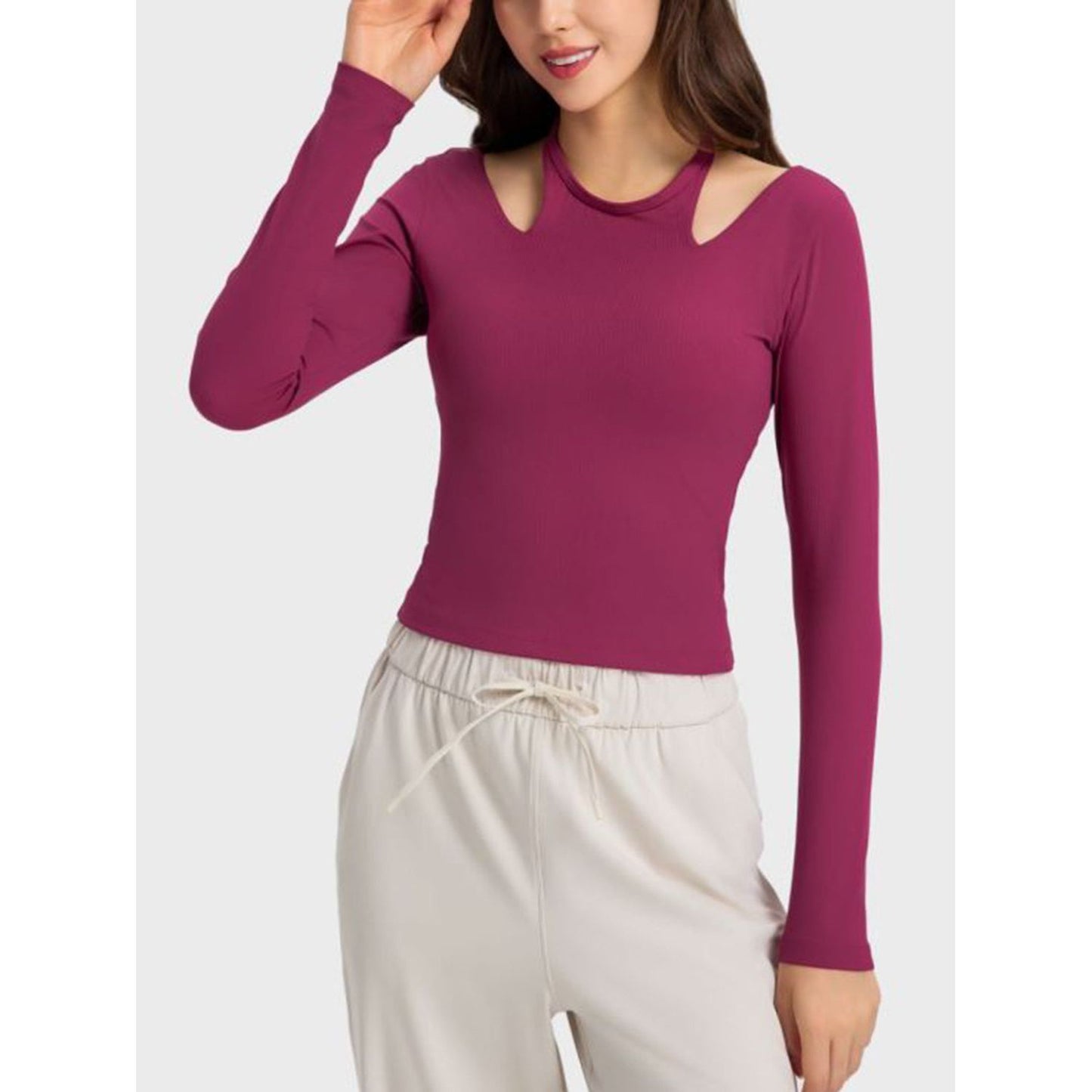 Halter Neck Long Sleeve Sporty Top