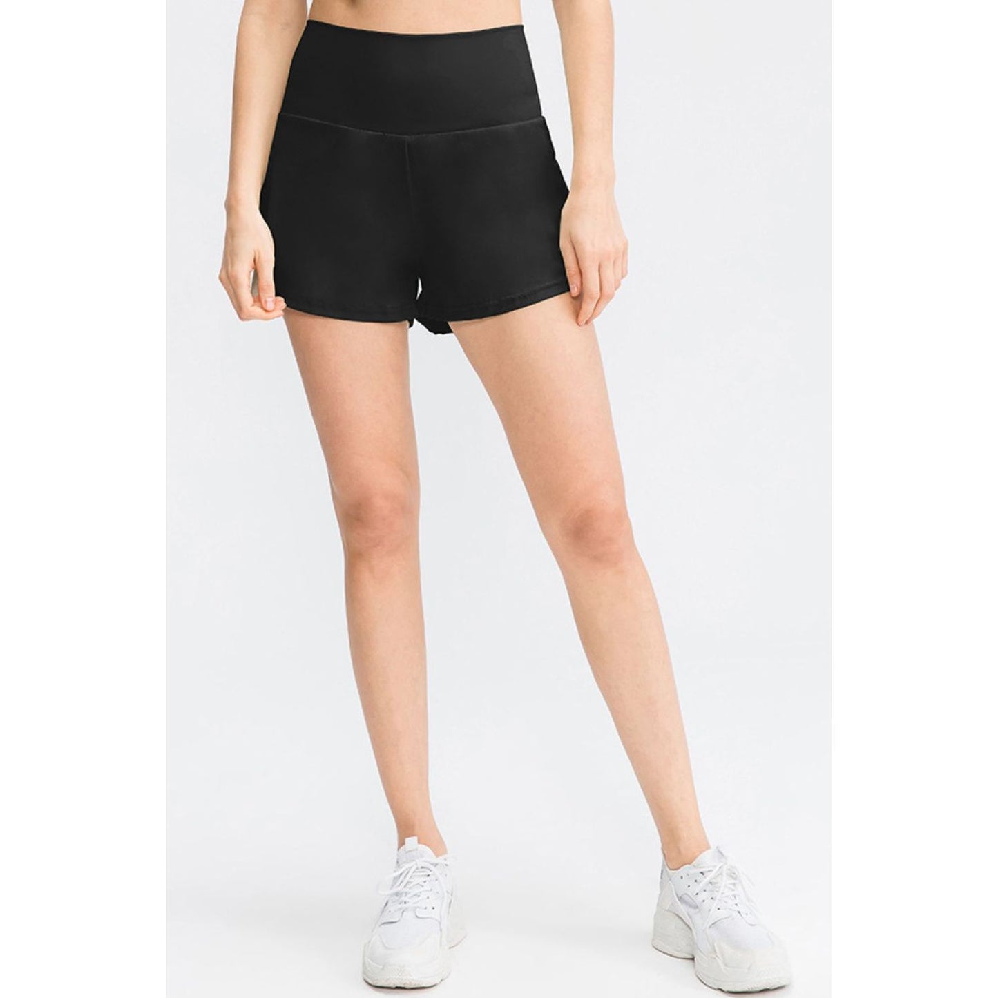 Wide Waistband Sports Shorts with Pockets