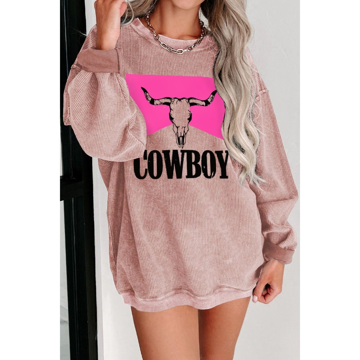 COWBOY Graphic Round Neck Sweatshirt