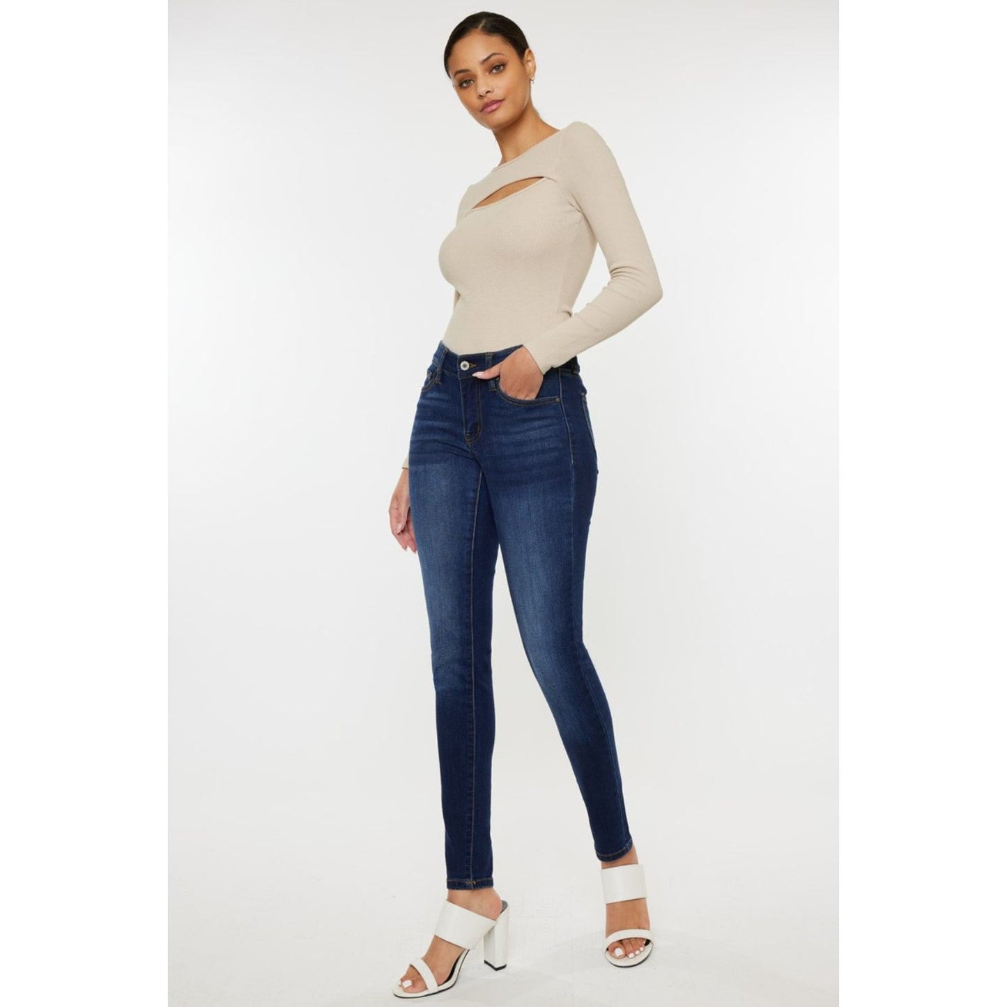 Kancan Mid Rise Gradient Skinny Jeans