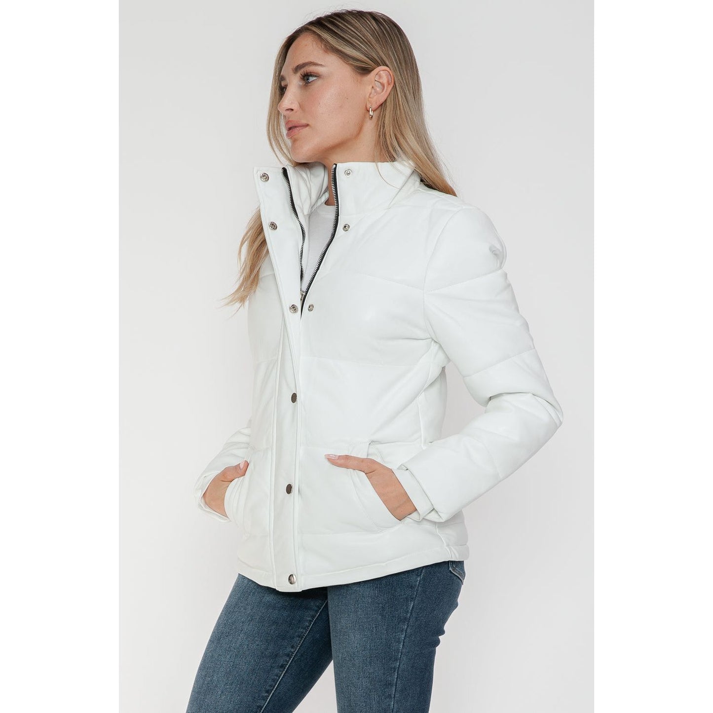 YMI Pocketed Zip Up Turtleneck Puffer Jacket