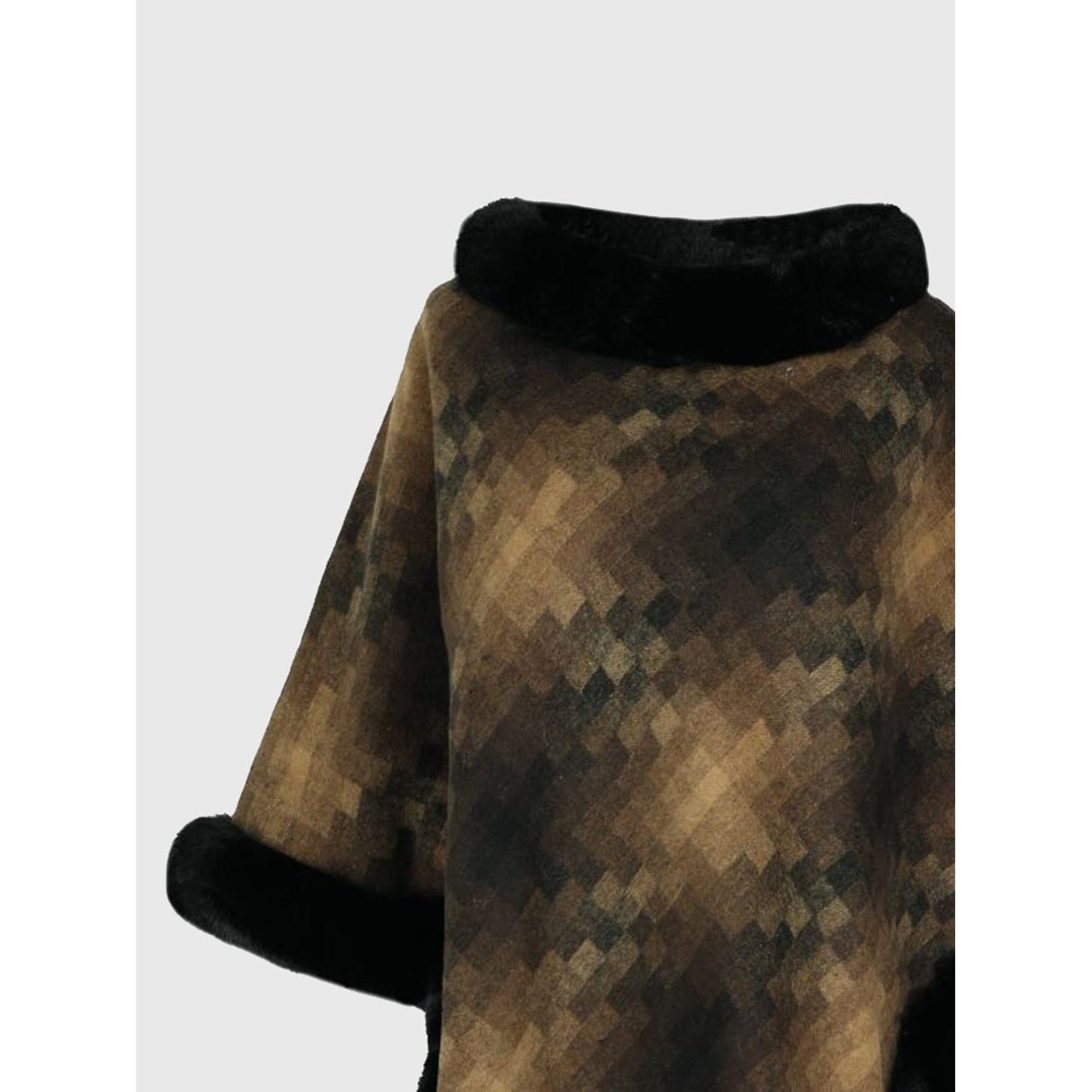 Faux Fur Trim Poncho