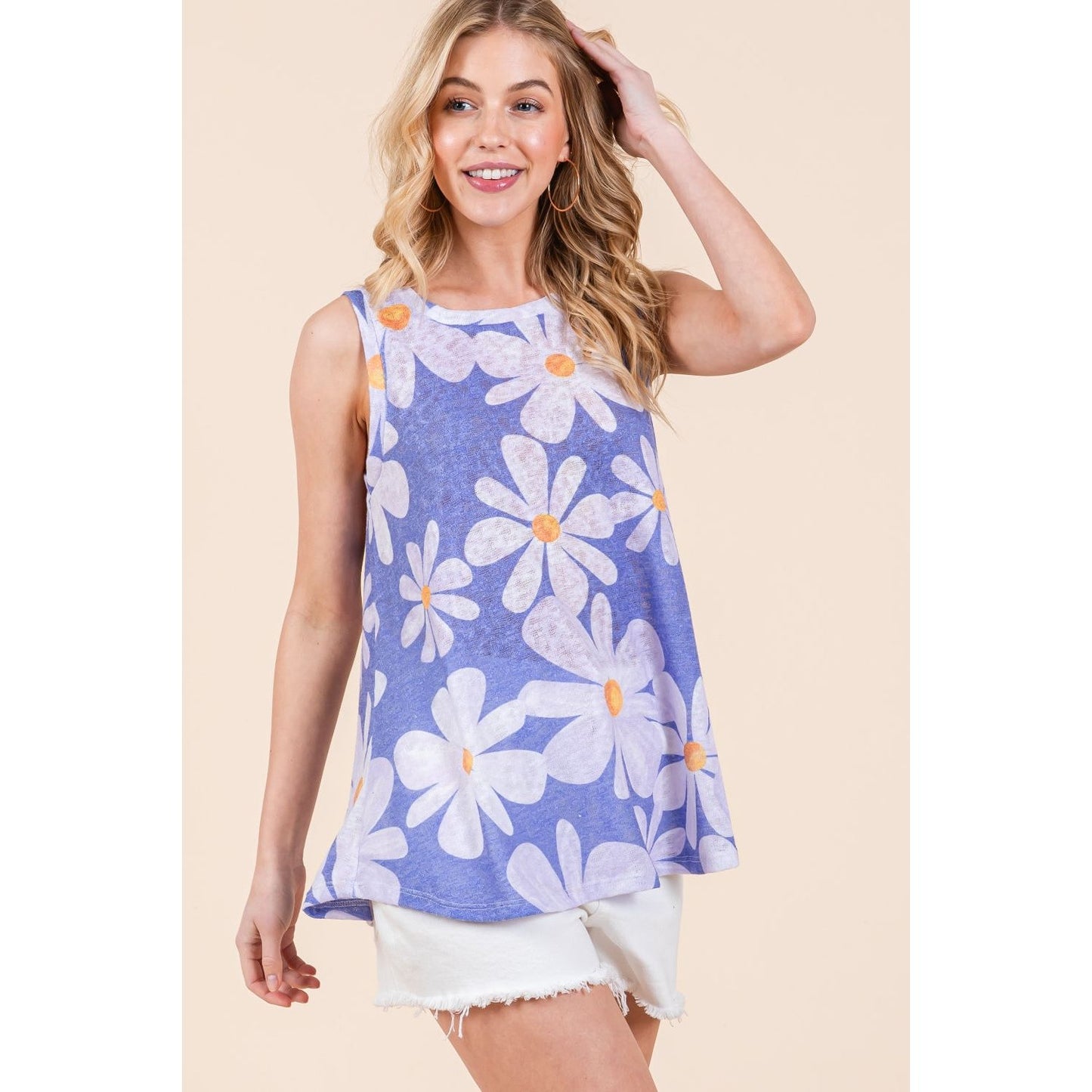 BOMBOM Floral Round Neck Tank