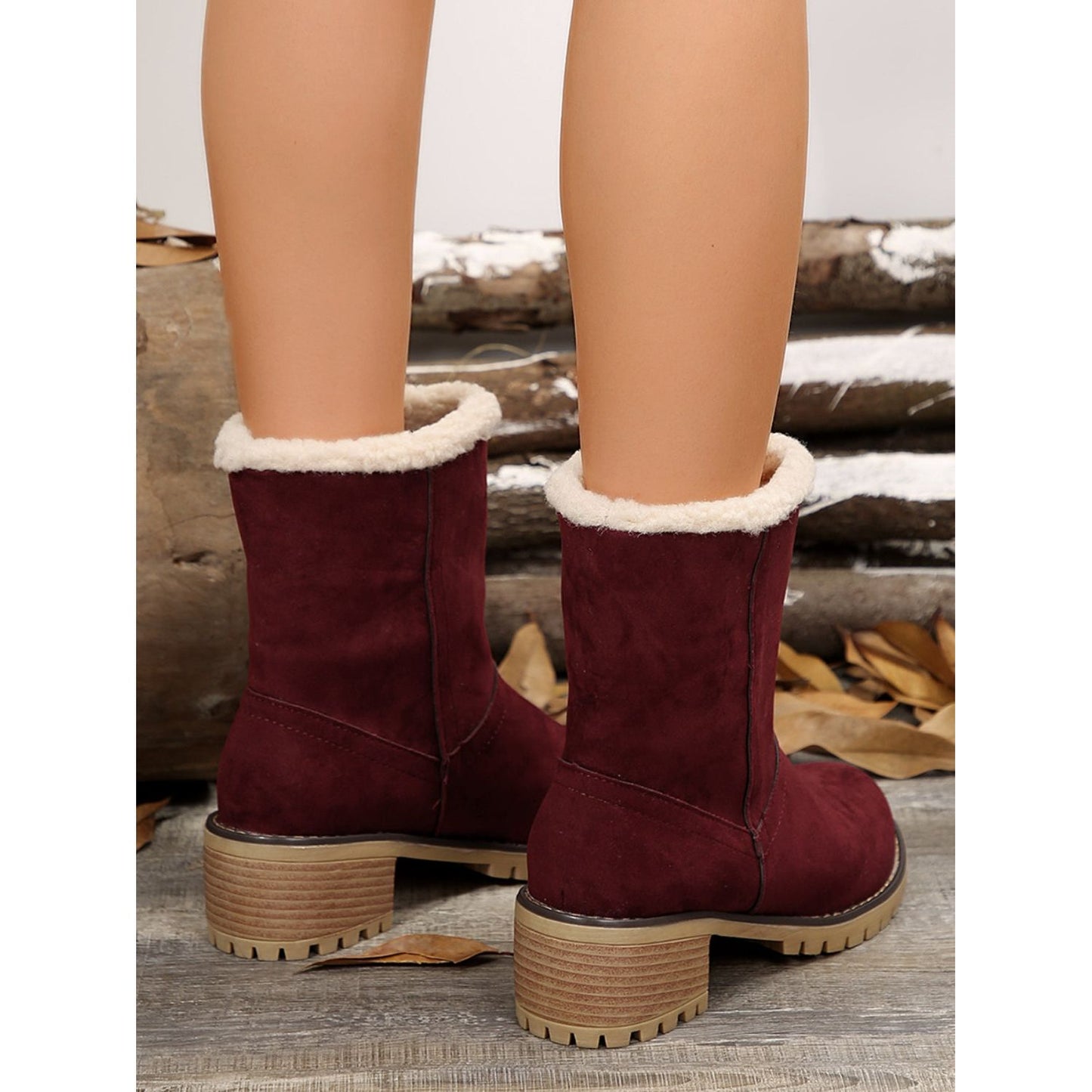 Thermal Fuzzy Block Heel Boots