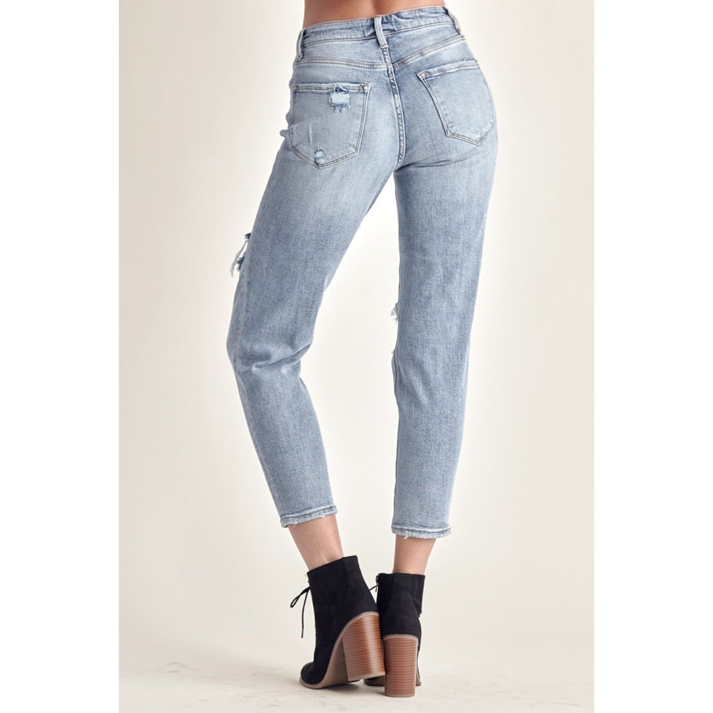 RISEN Distressed Slim Cropped Jeans