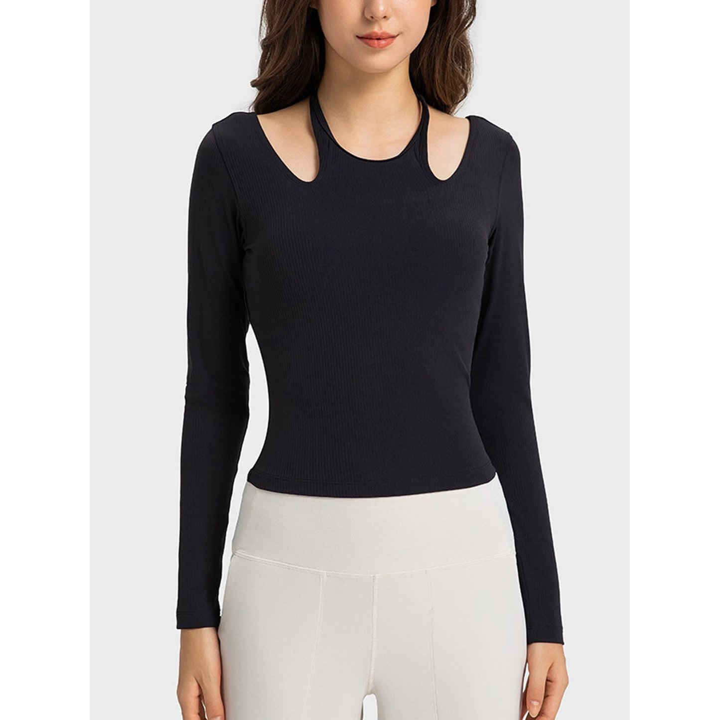 Halter Neck Long Sleeve Sporty Top