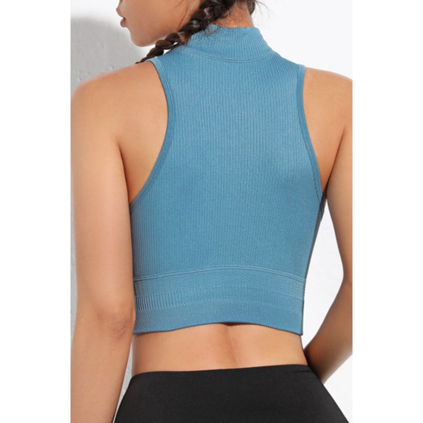 Mock Neck Ribbed Sports Tank