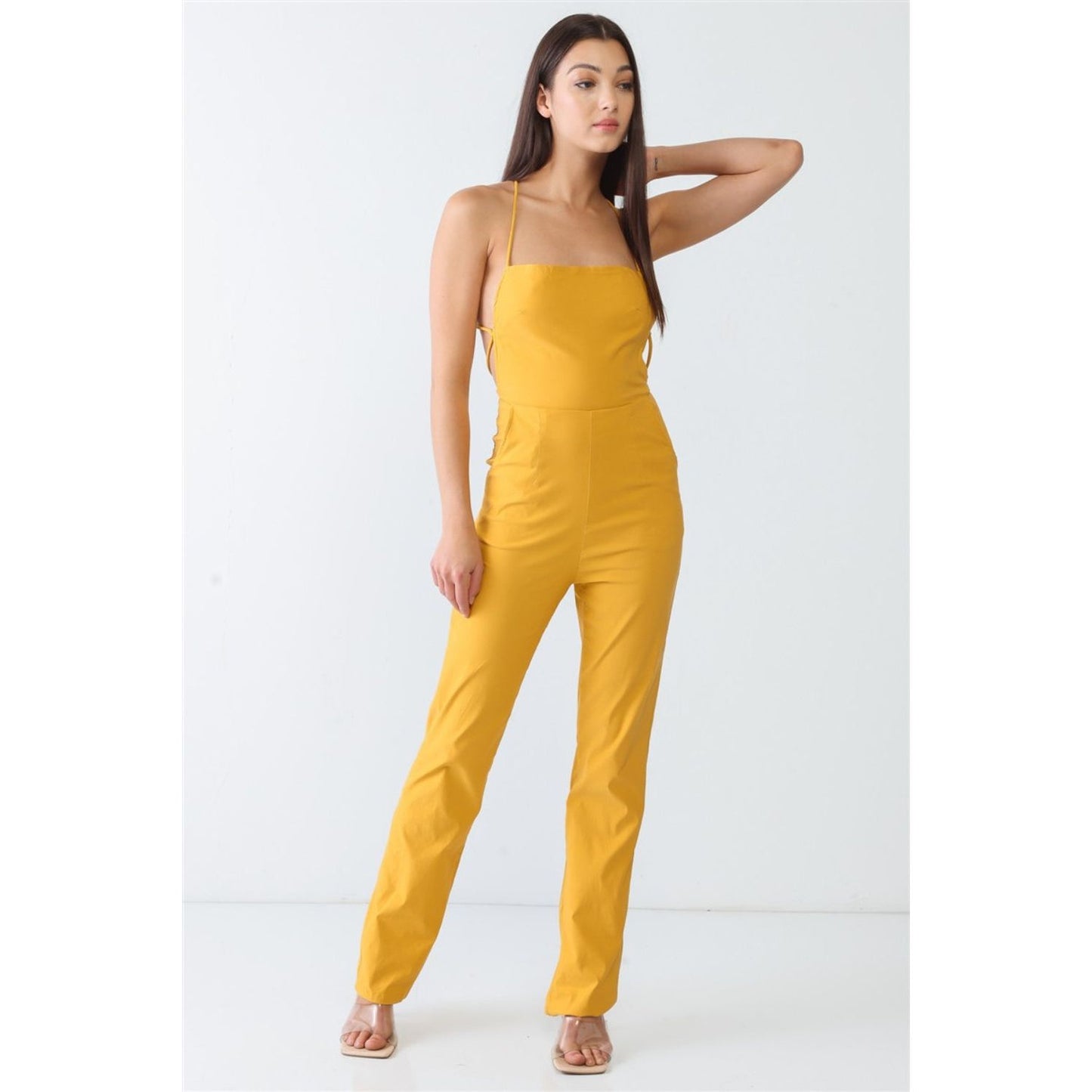 Doreli Group Backless Tied Spaghetti Strap Sleeveless Jumpsuit