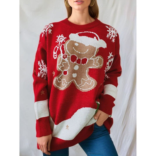 Gingersnap Round Neck Long Sleeve Sweater