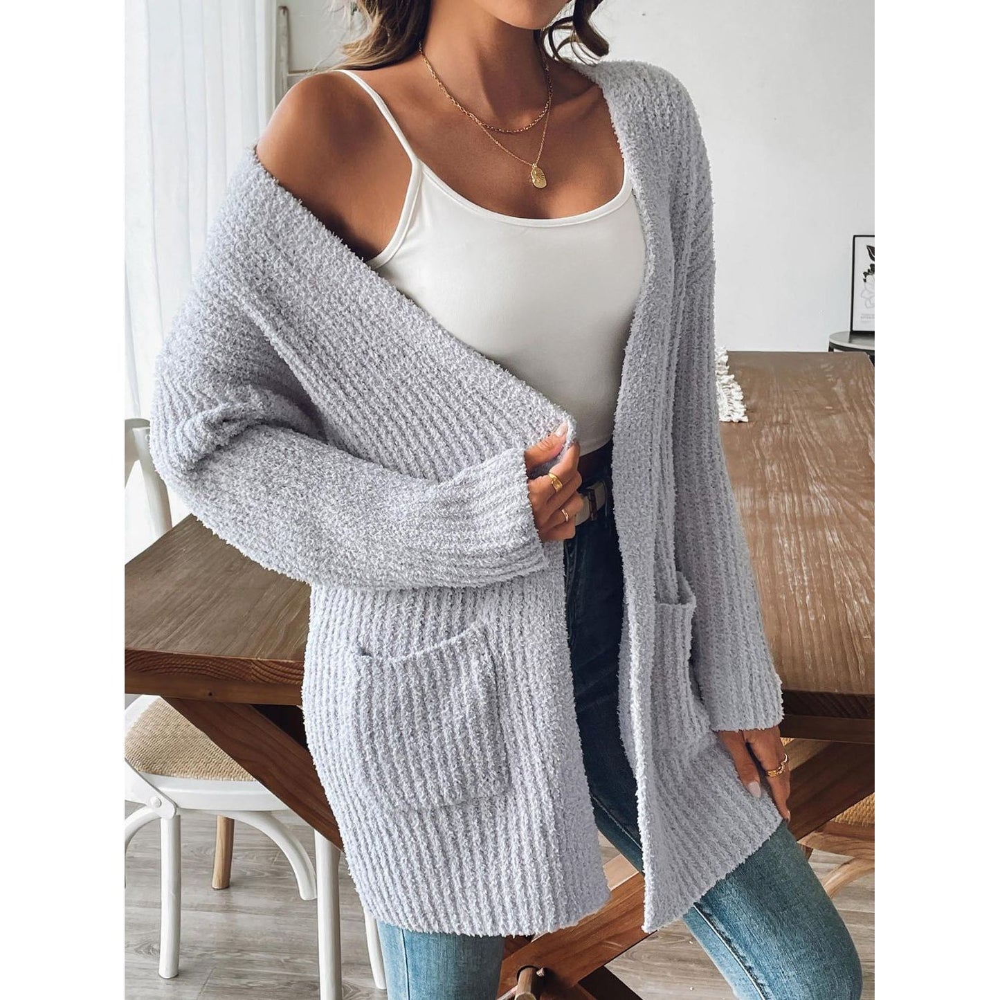 Open Front Long Sleeve Cardigan