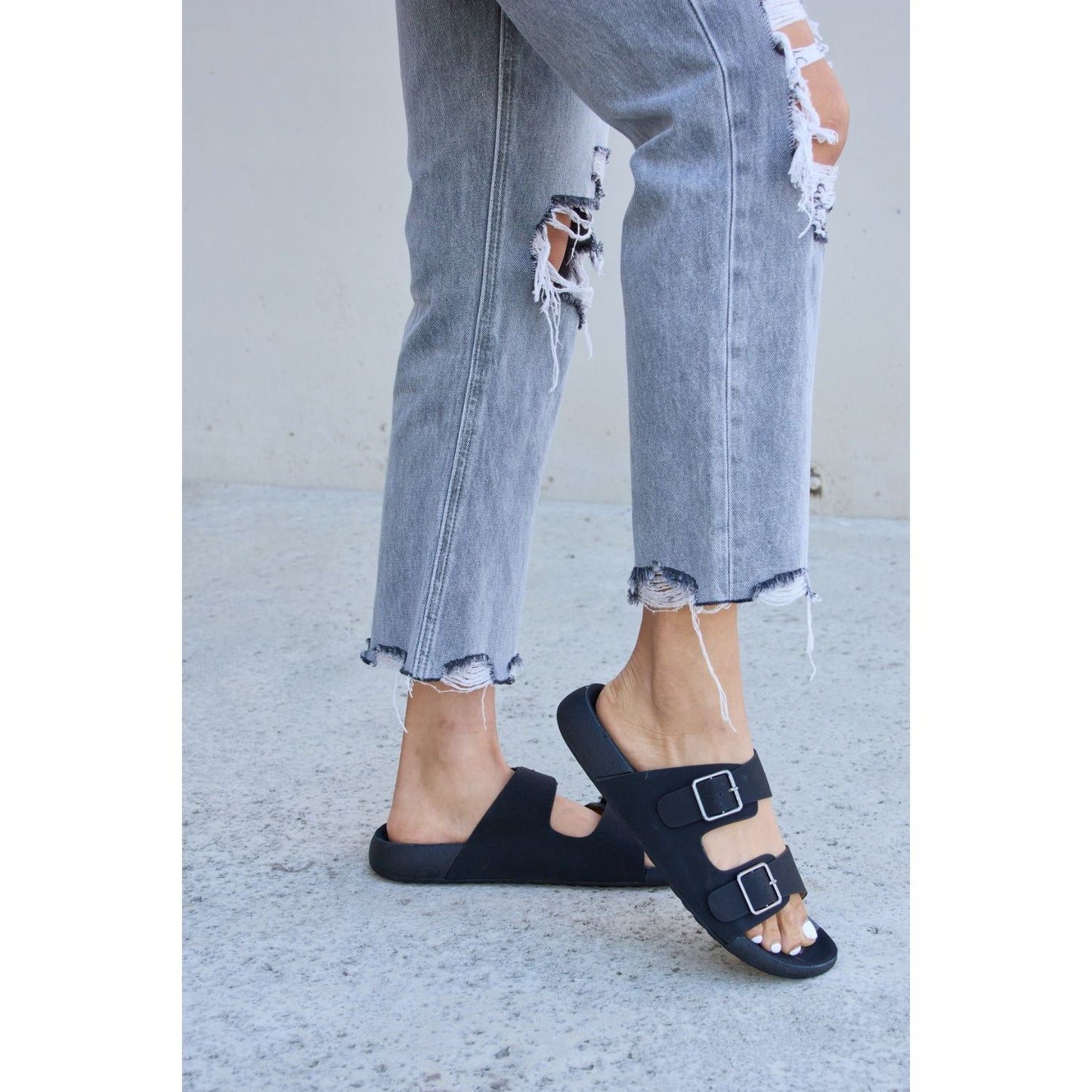 Forever Link Double Buckle Open Toe Sandals