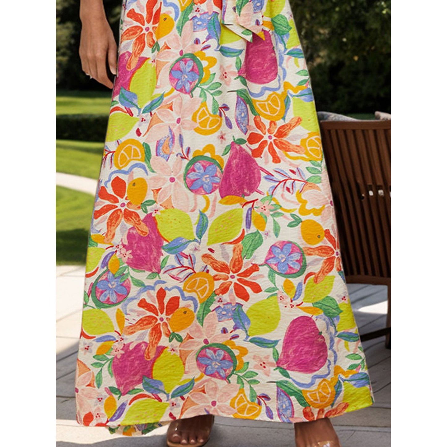 Printed Grecian Neck Maxi Dress