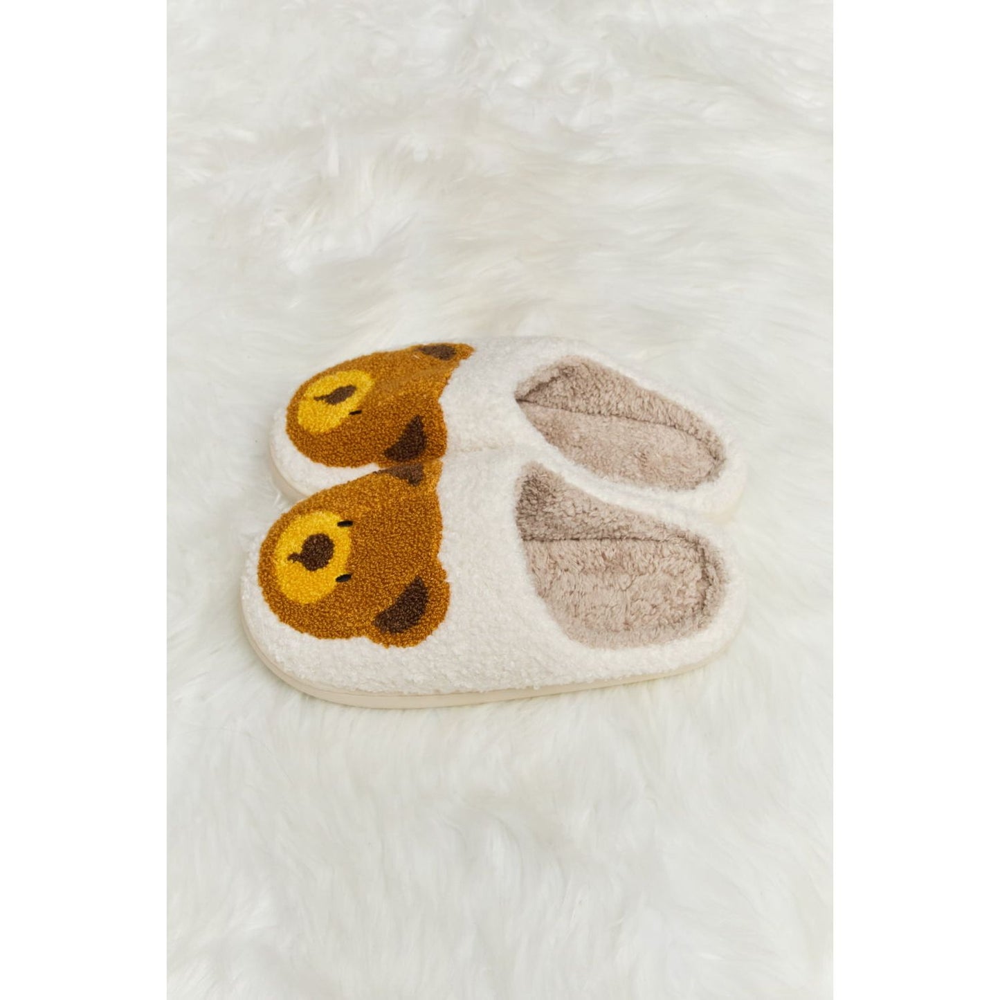 Melody Teddy Bear Print Plush Slide Slippers