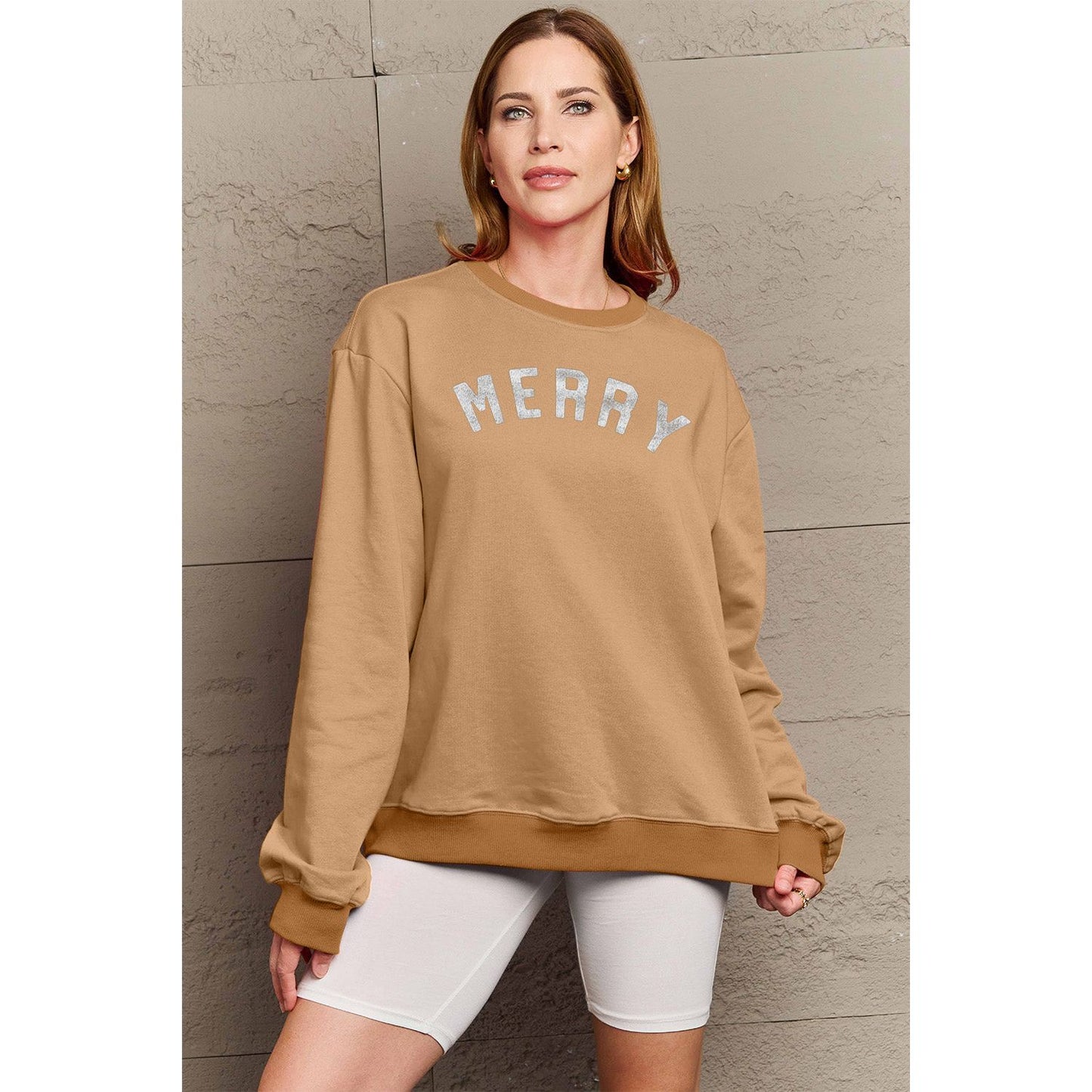 Simply Love Full Size MERRY Graphic Sweatshirt