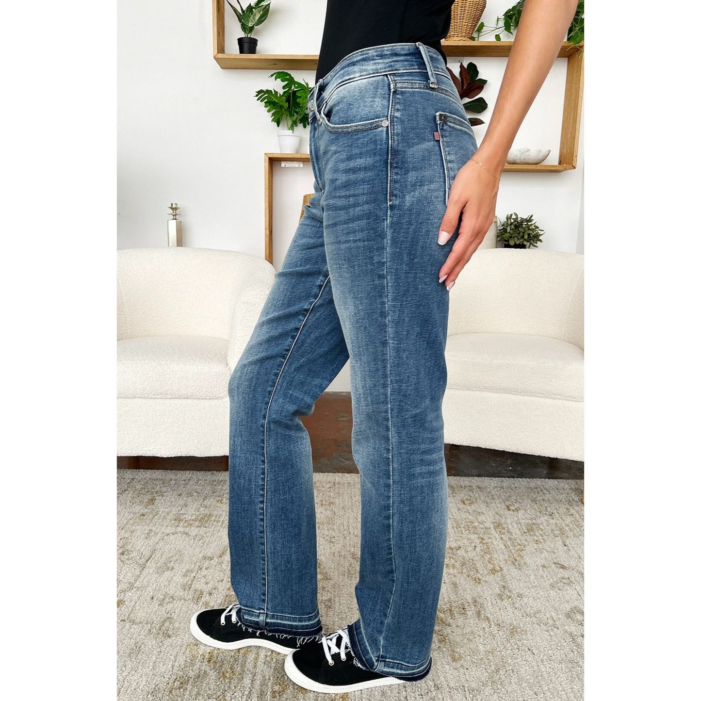 Judy Blue Full Size Mid Rise Release Hem Jeans