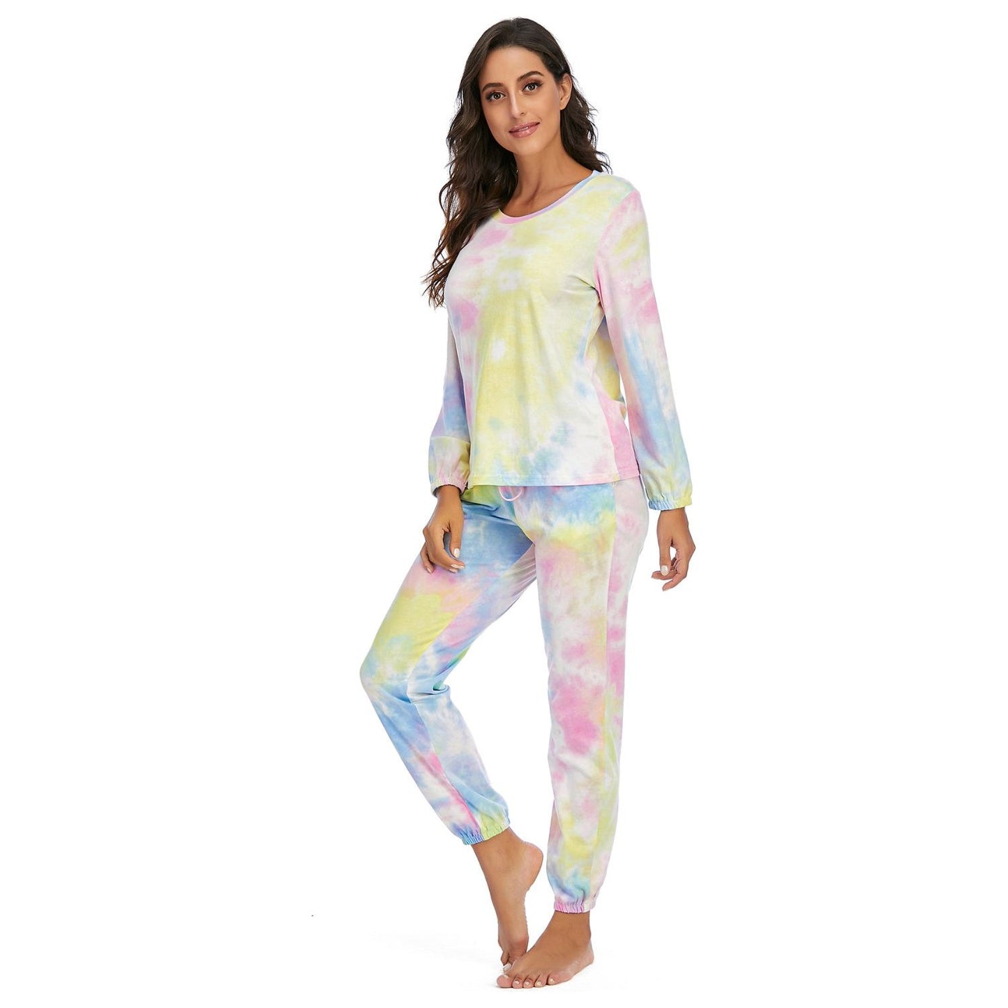 Tie-Dye Top and Drawstring Pants Lounge Set