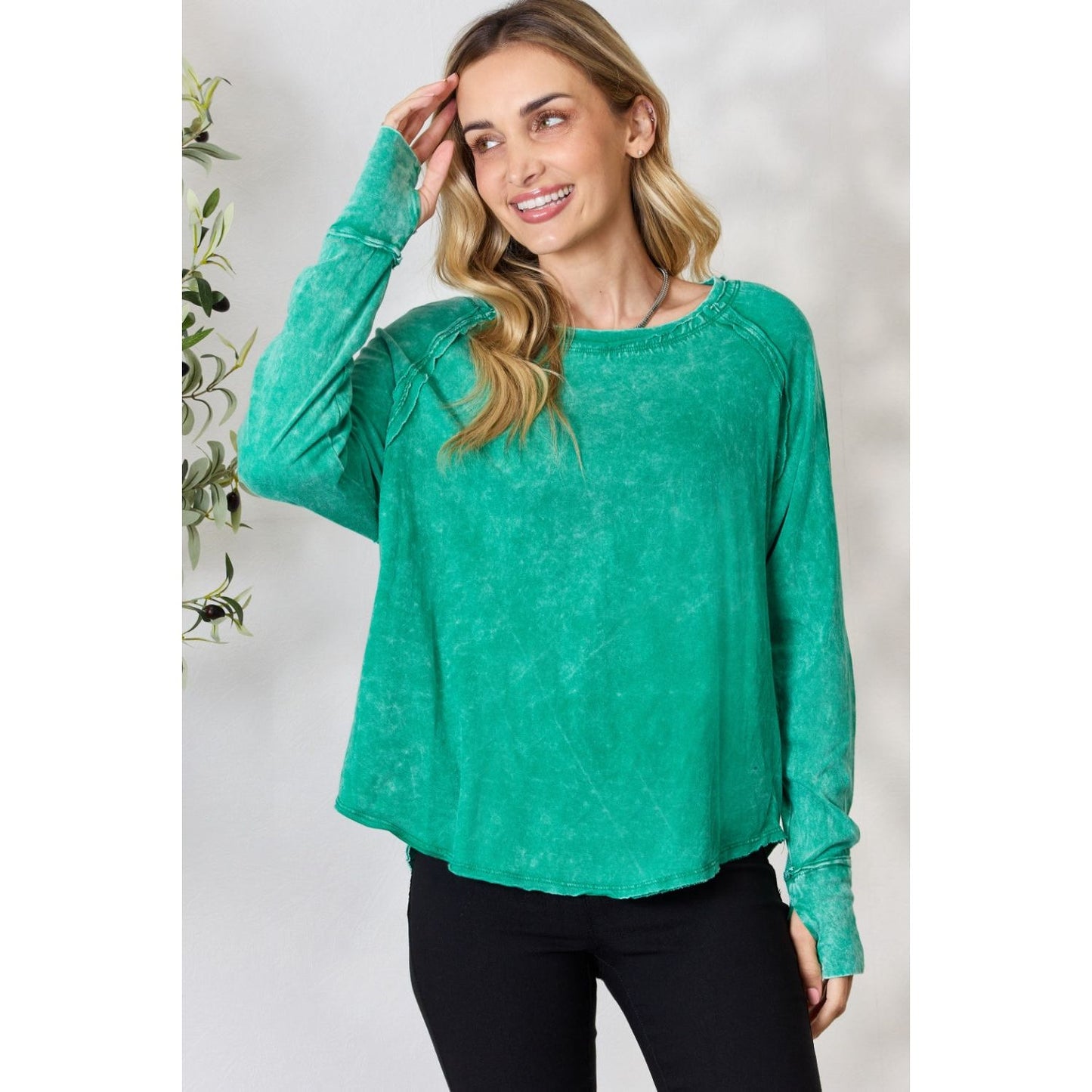 Zenana Round Neck Long Sleeve Top