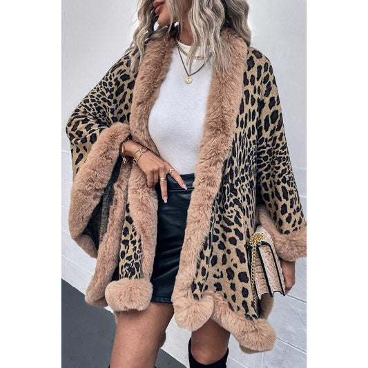 Leopard Open Front Poncho