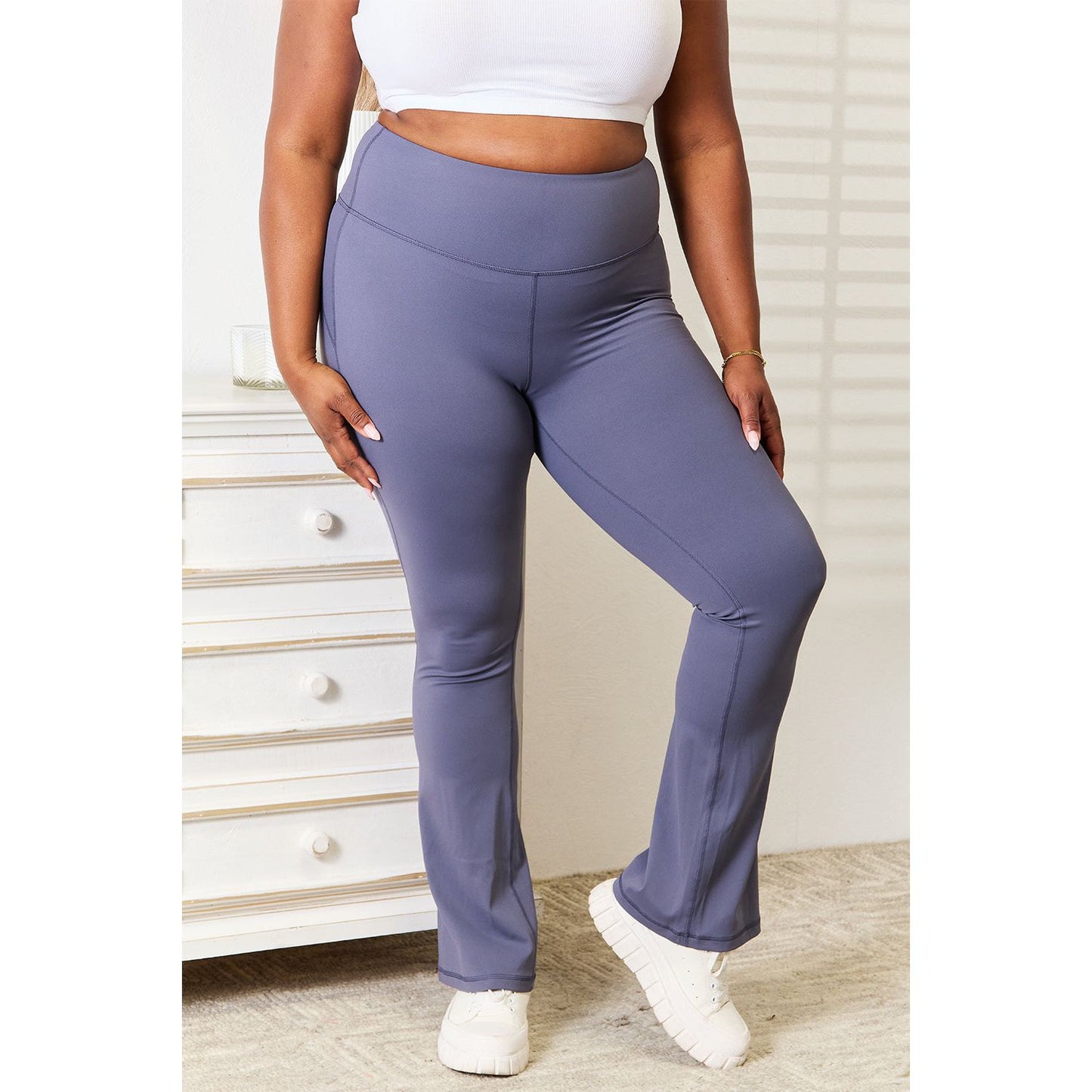 Basic Bae Wide Waistband Bootcut Sports Pants