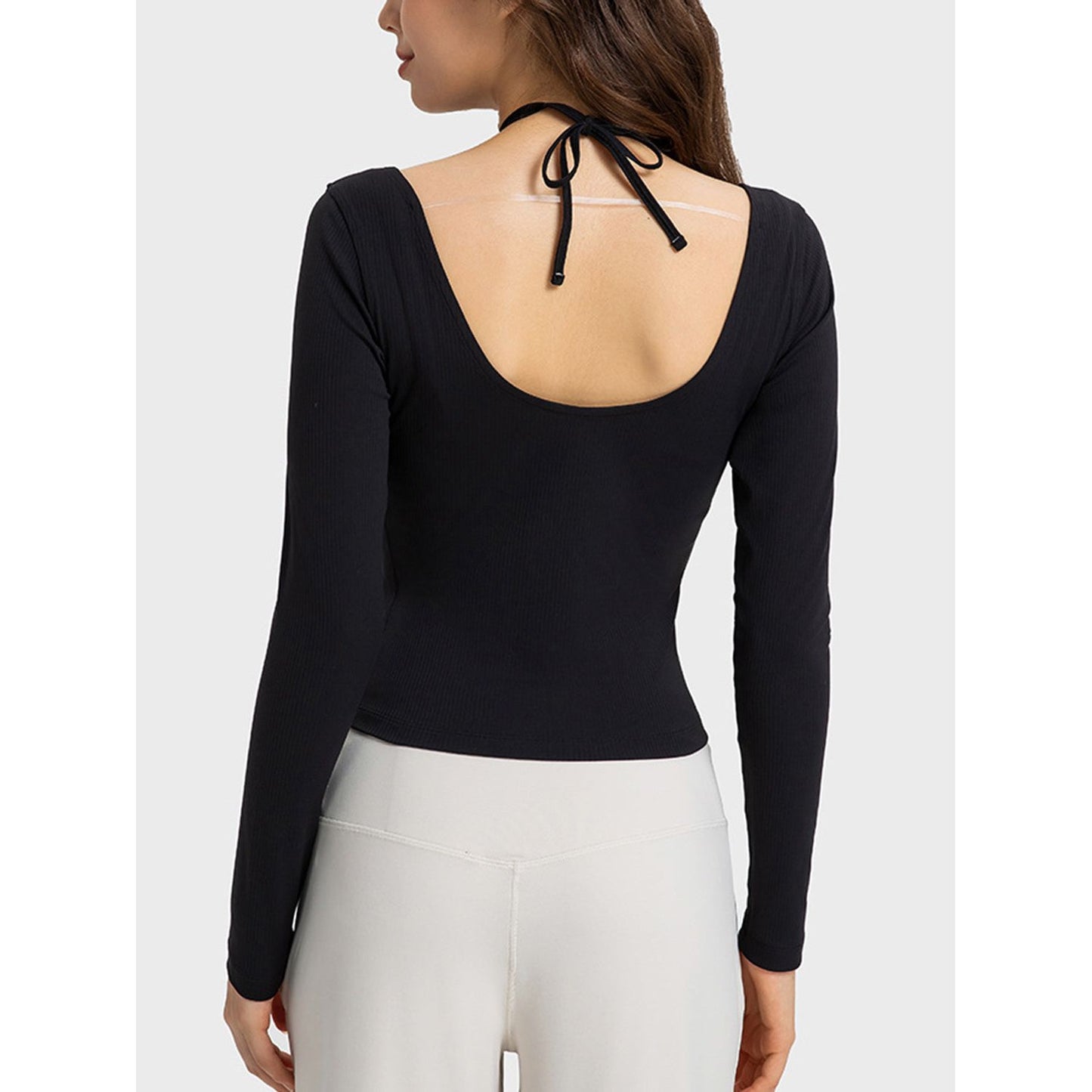 Halter Neck Long Sleeve Sporty Top