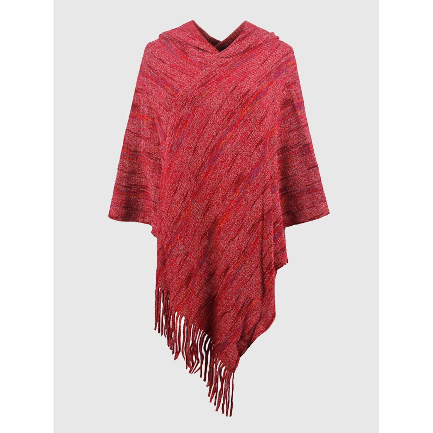 Fringe Hem Hooded Poncho