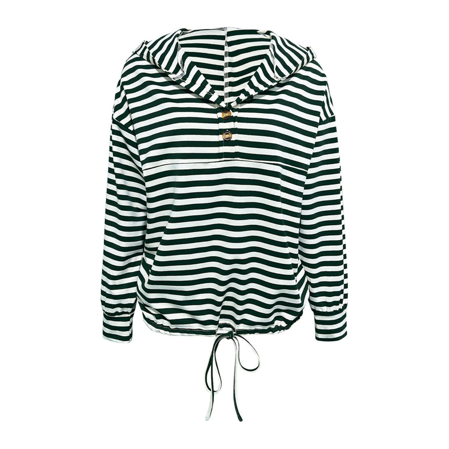 Drawstring Striped Long Sleeve Hoodie