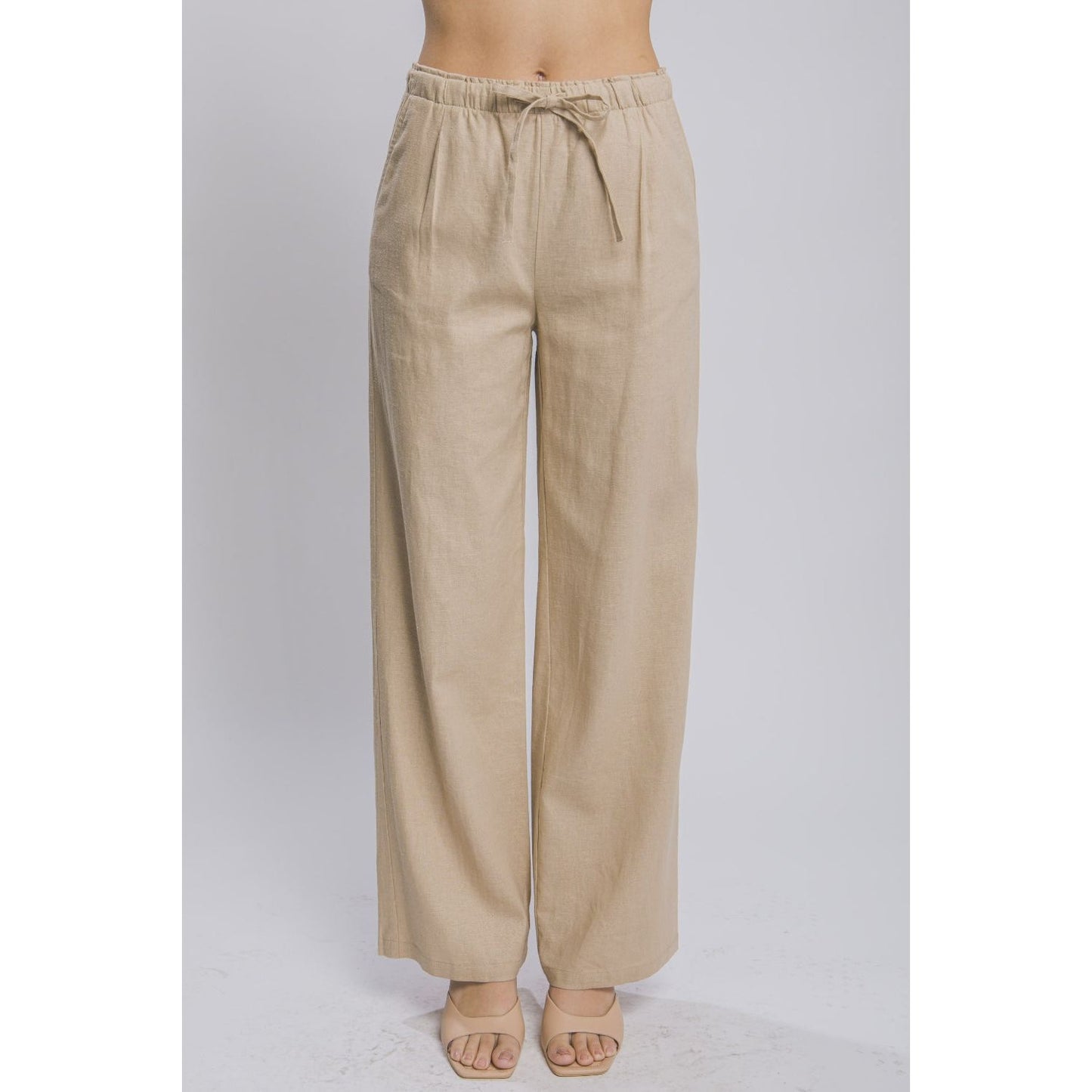 Love Tree Drawstring Wide Leg Pants with Pockets