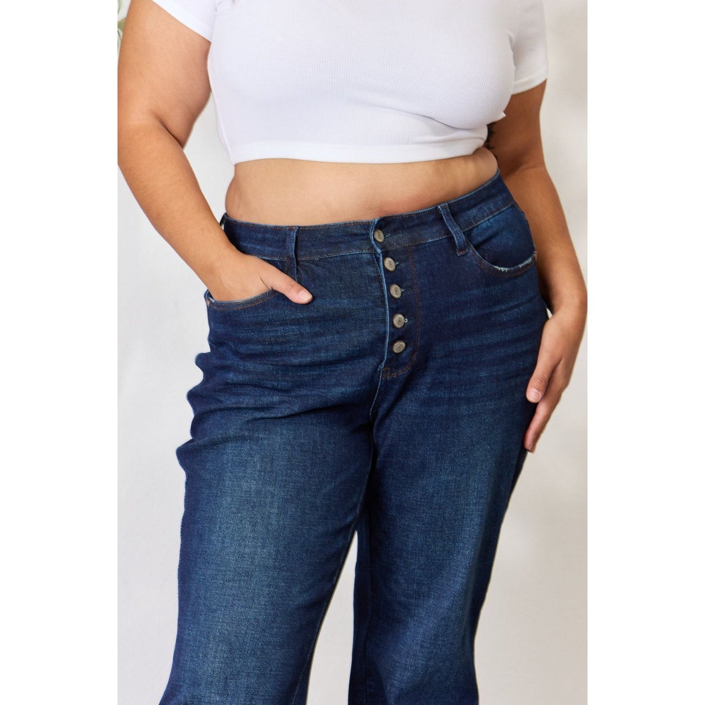 Judy Blue Full Size Button-Fly Straight Jeans