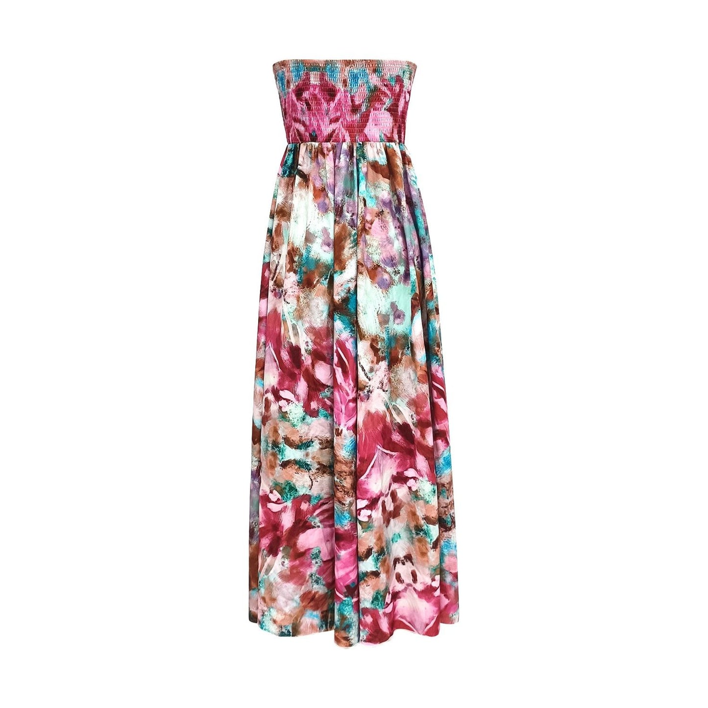 Smocked Printed Sleeveless Maxi Dress