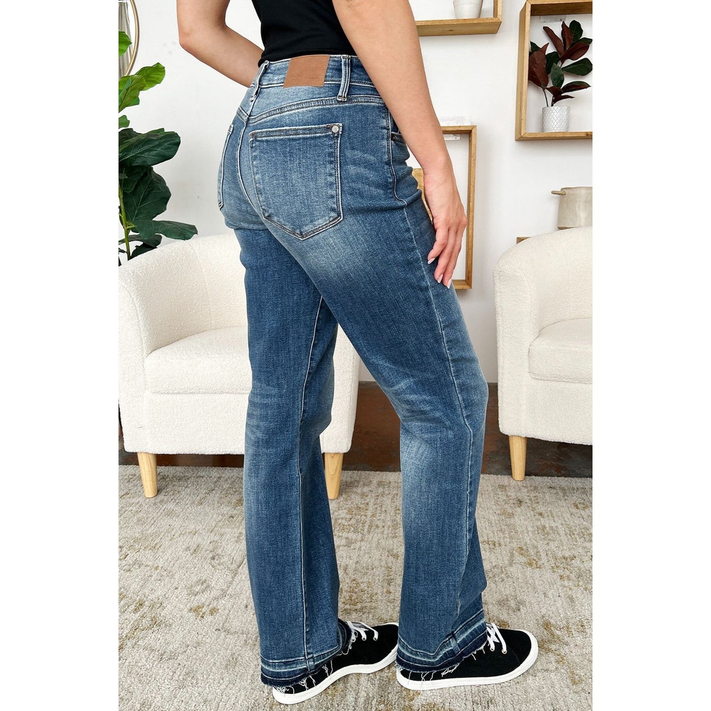 Judy Blue Full Size Mid Rise Release Hem Jeans