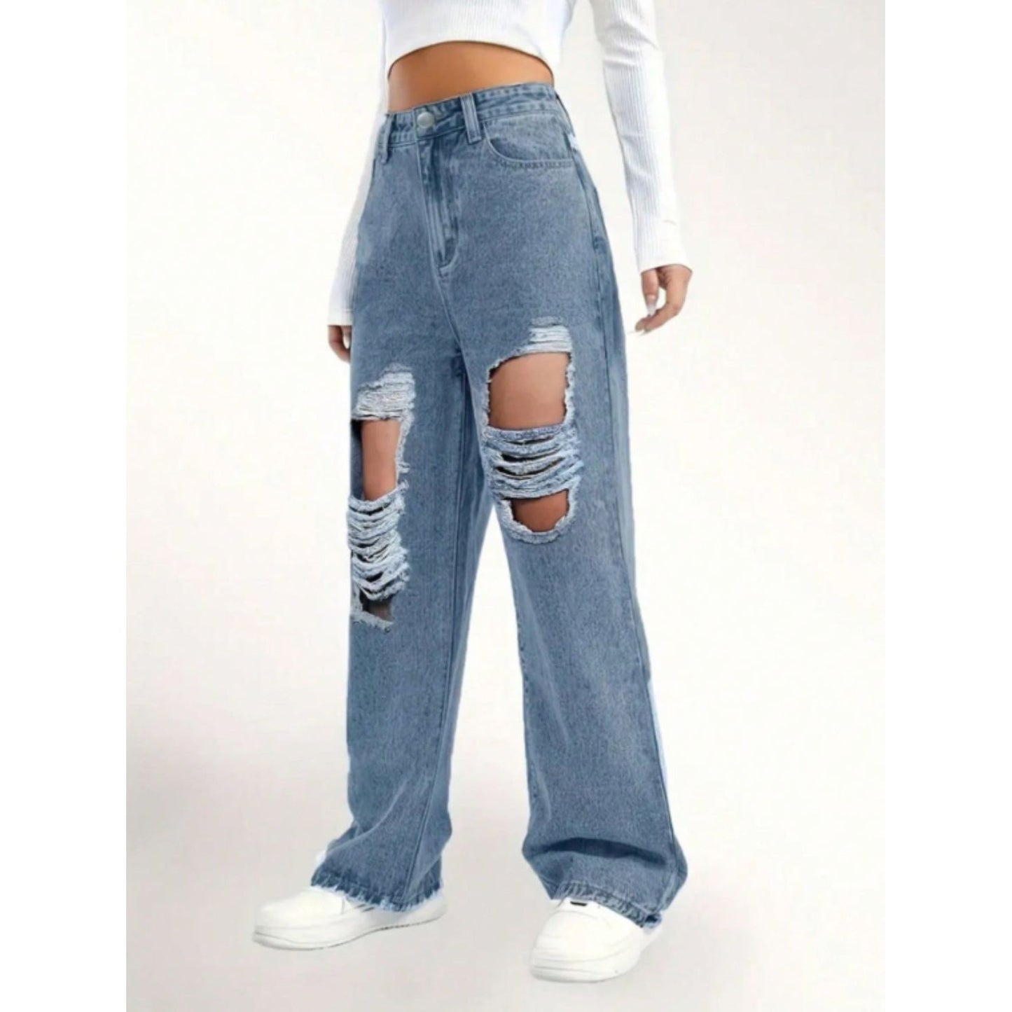 Distressed Wide Leg Jeans