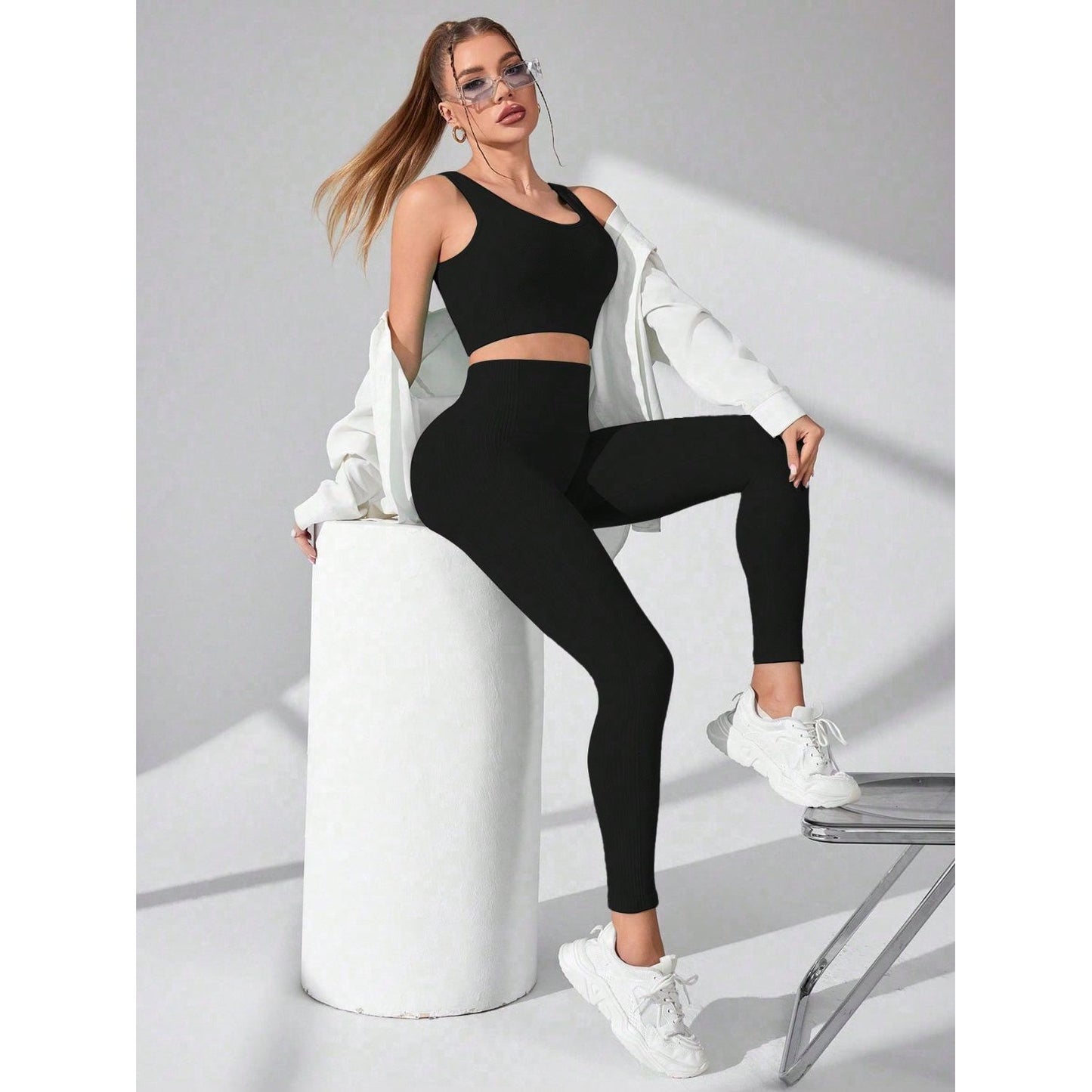 Scoop Neck Wide Strap Top and Pants Active Set