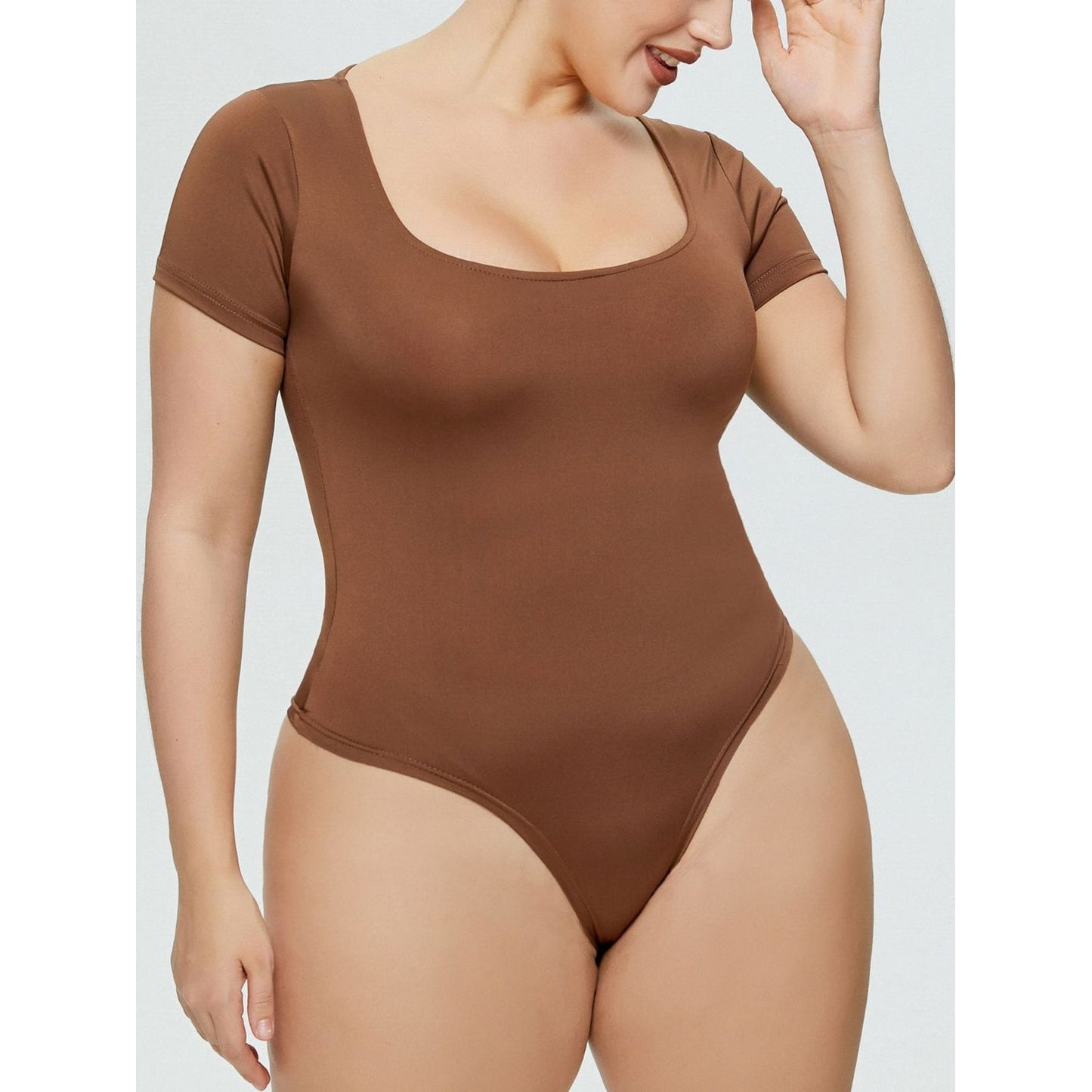 Full Size Square Neck Short Sleeve Bodysuit