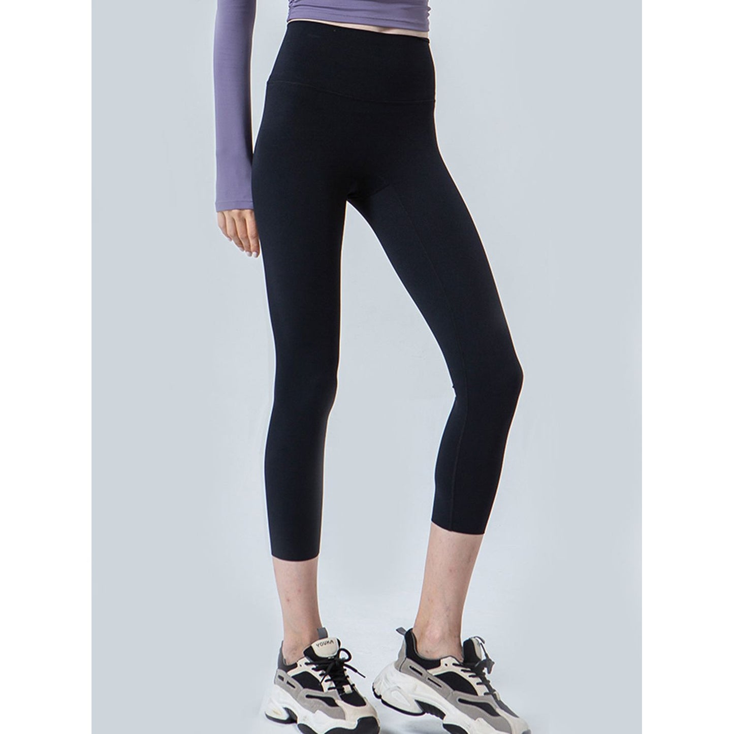 Wide Waistband Cropped Sports Leggings