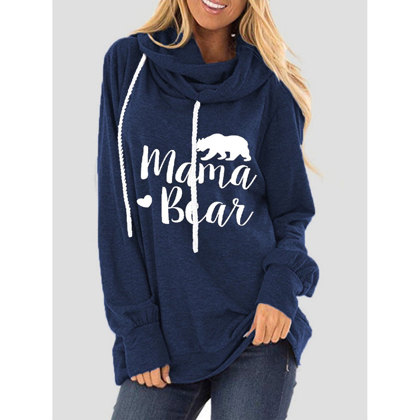 Drawstring Letter Graphic Long Sleeve Hoodie