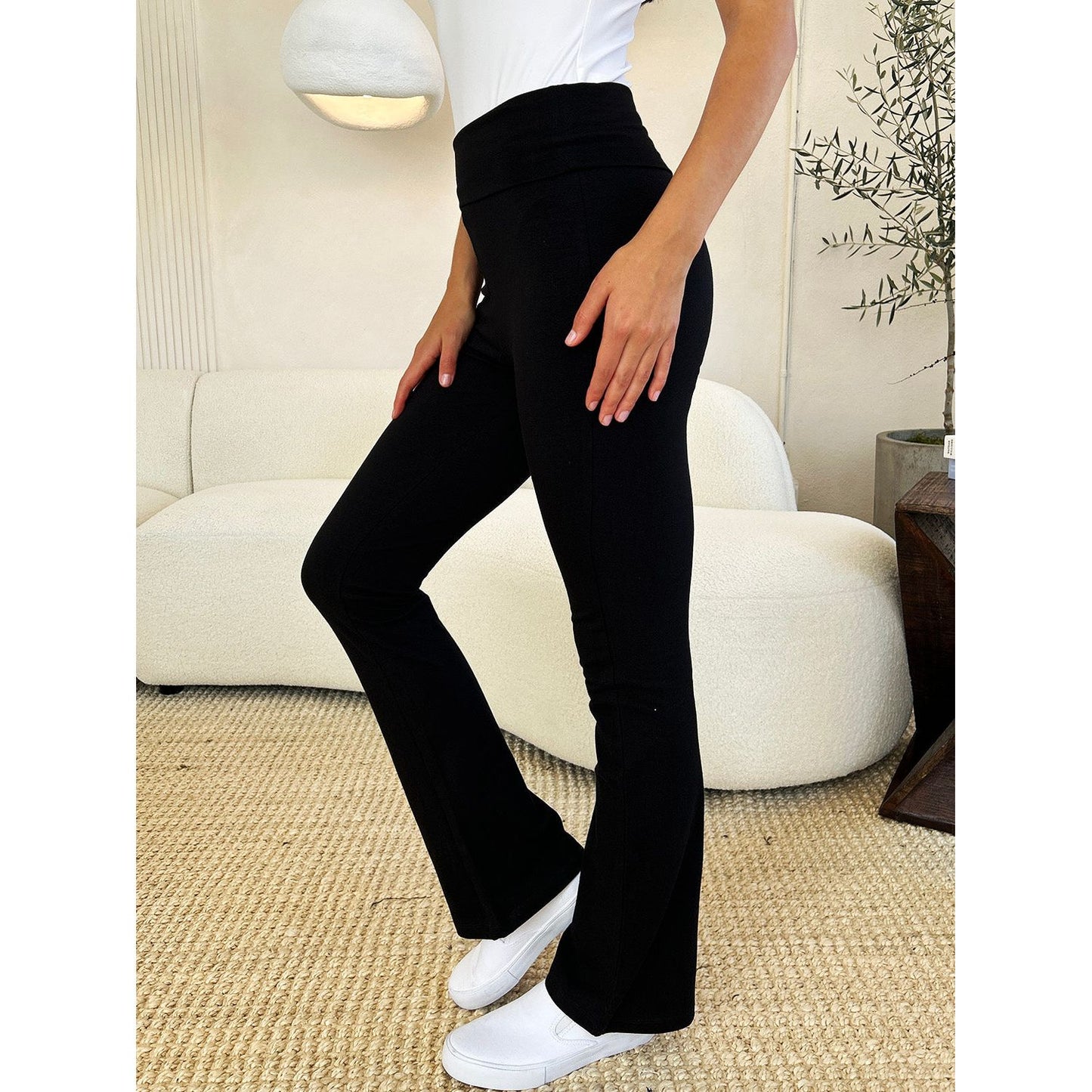 Zenana Full Size High Waist Wide Waistband Bootcut Active Pants