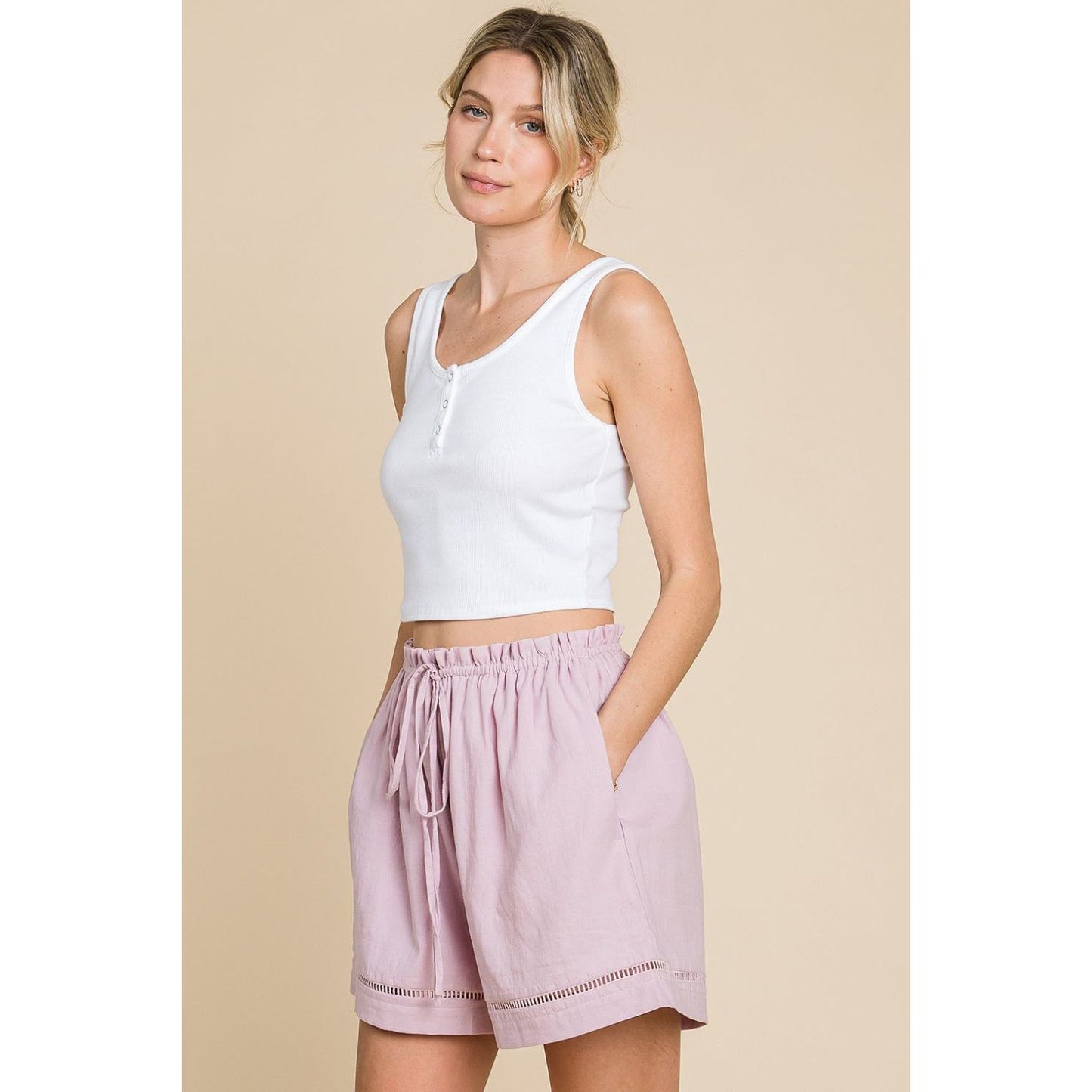 Cotton Bleu by Nu Lab High Waist Drawstring Shorts