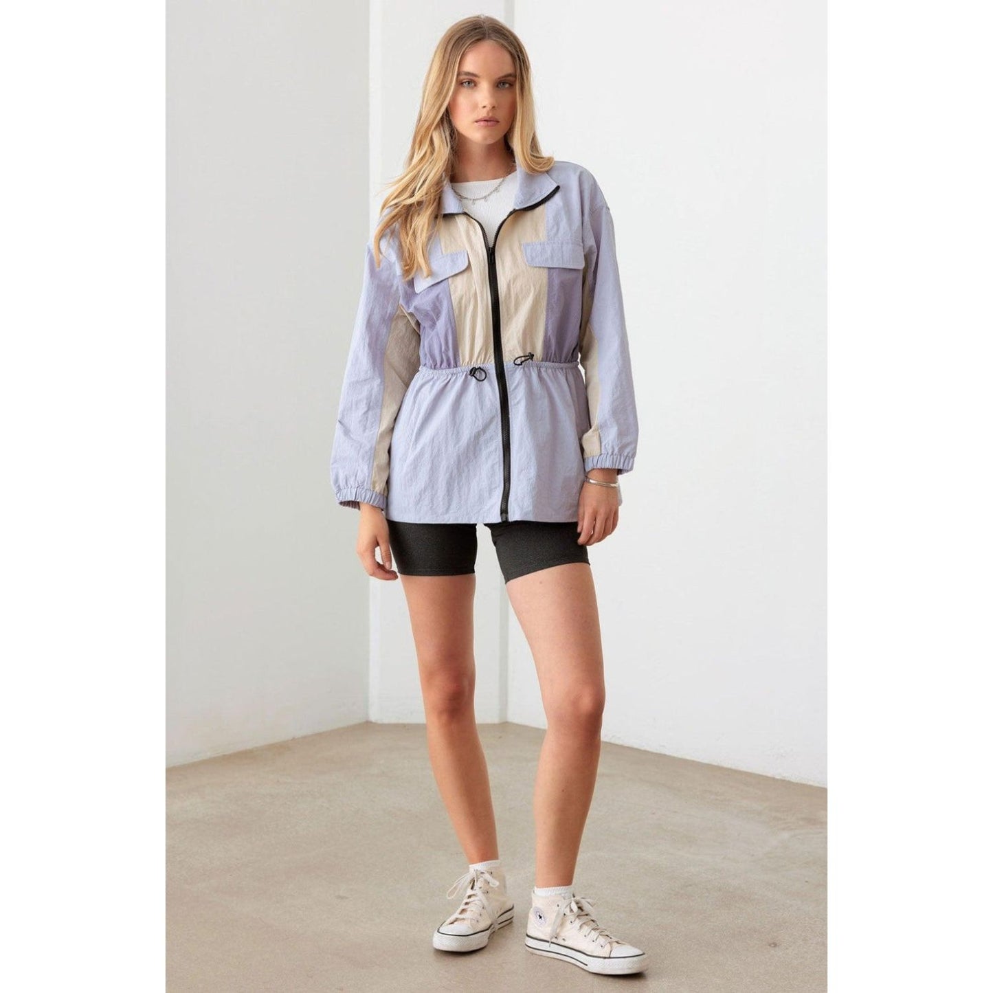 Le Lis Color Block Collared Wind Breaker Jacket