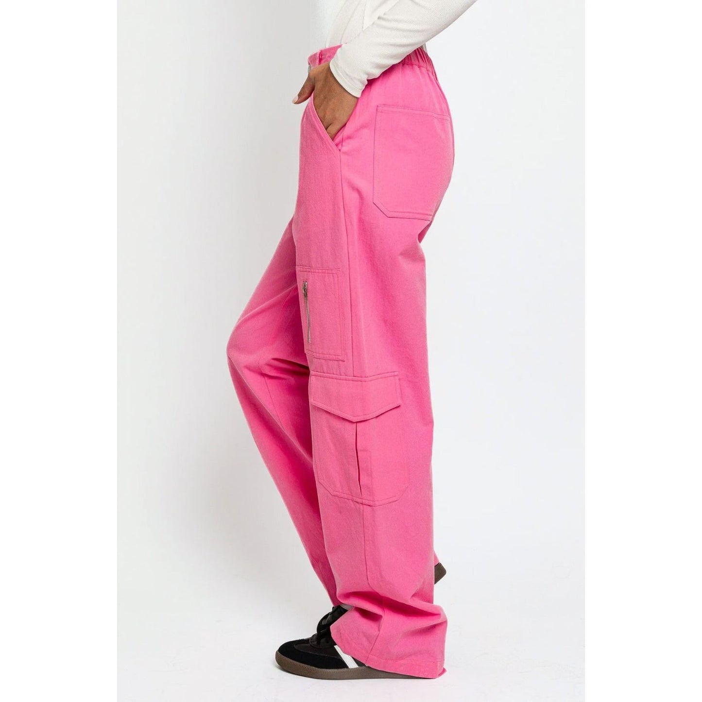 Le Lis High Waisted Wide Leg Cargo Pants with Pockets