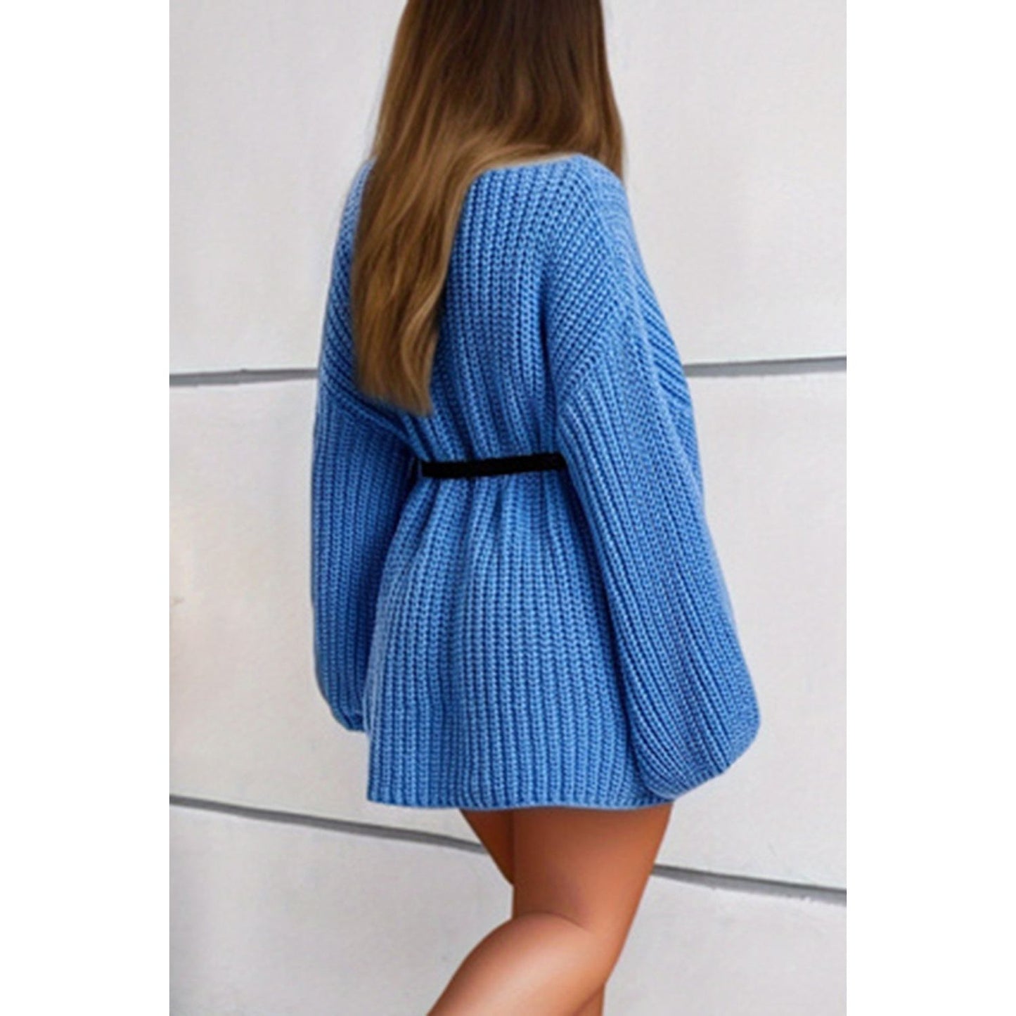 Boat Neck Dropped Shoulder Mini Sweater Dress