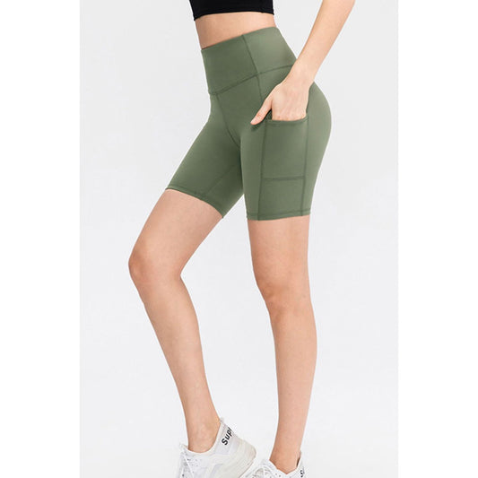 Wide Waistband Sports Shorts with Pockets