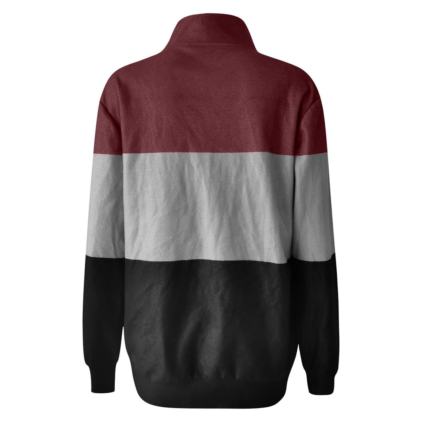 Full Size Color Block Quarter Zip Long Sleeve Sweatshirt