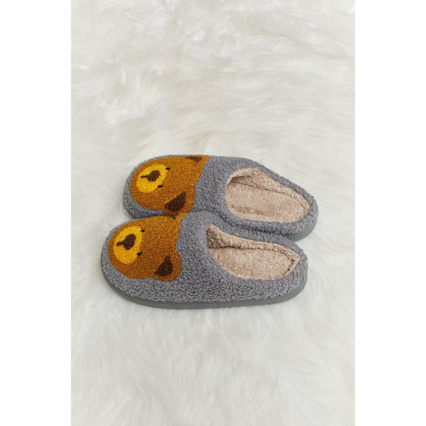 Melody Teddy Bear Print Plush Slide Slippers